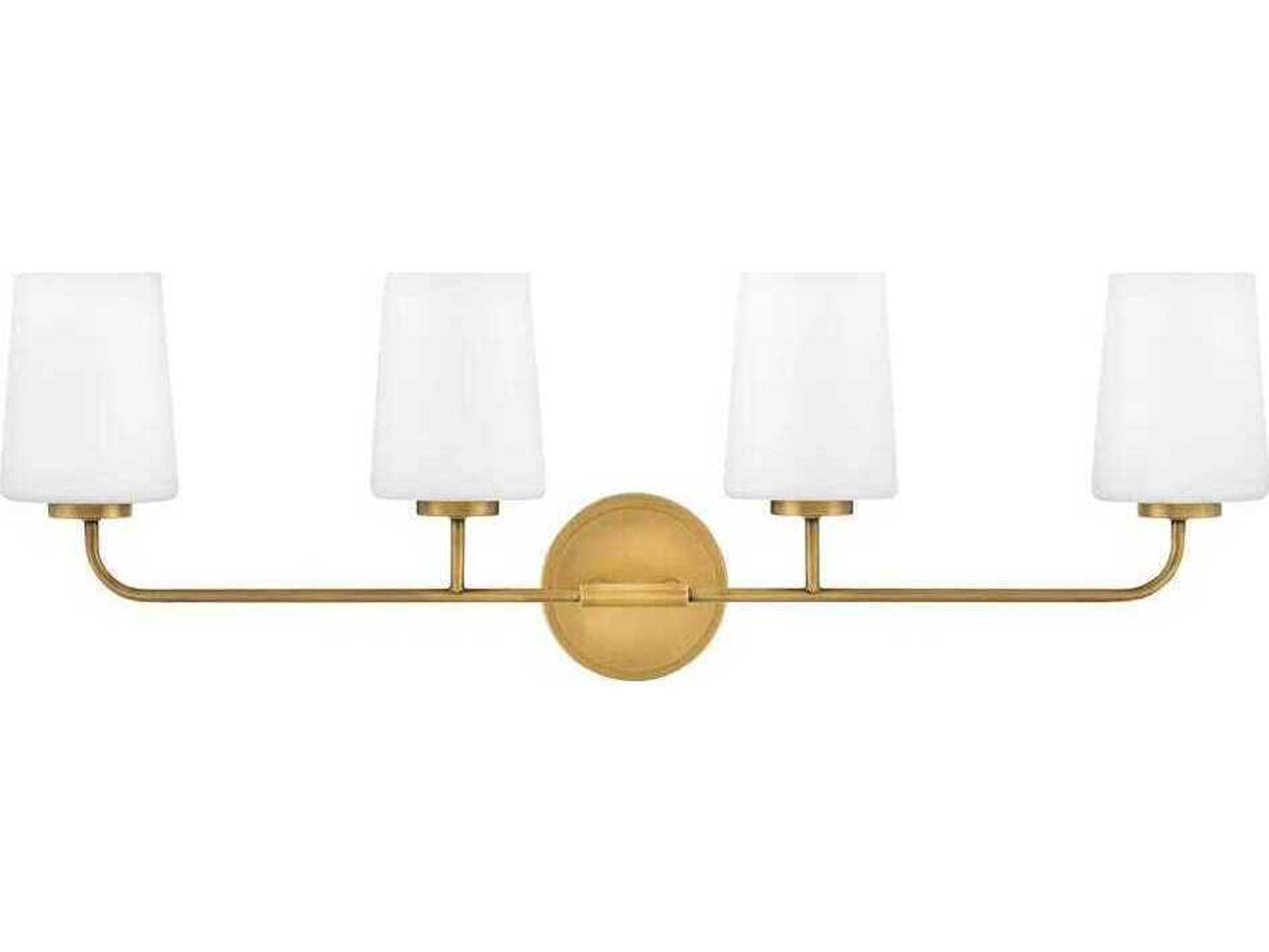 Hinkley Kline 4-Light Heritage Brass Glass Vanity Light