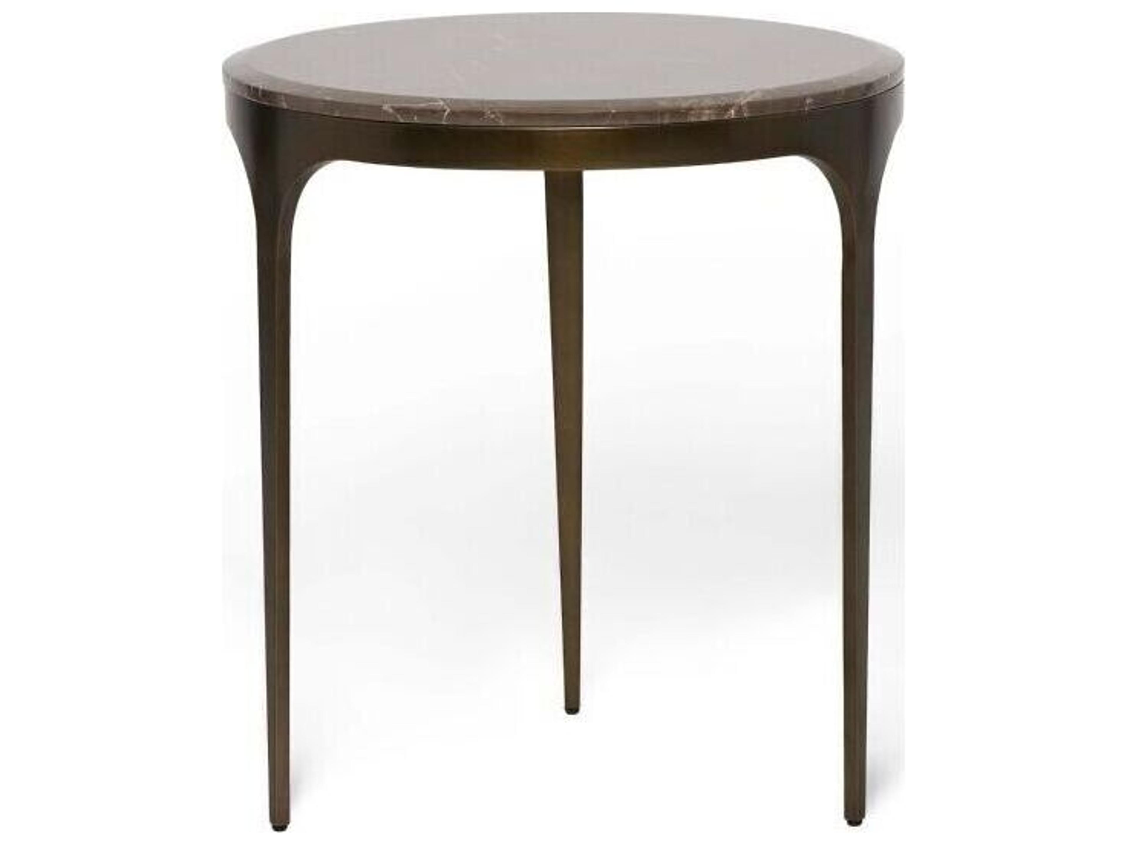 Interlude Home Camilla Round Marble Antique Bronze Terra Brown End Table