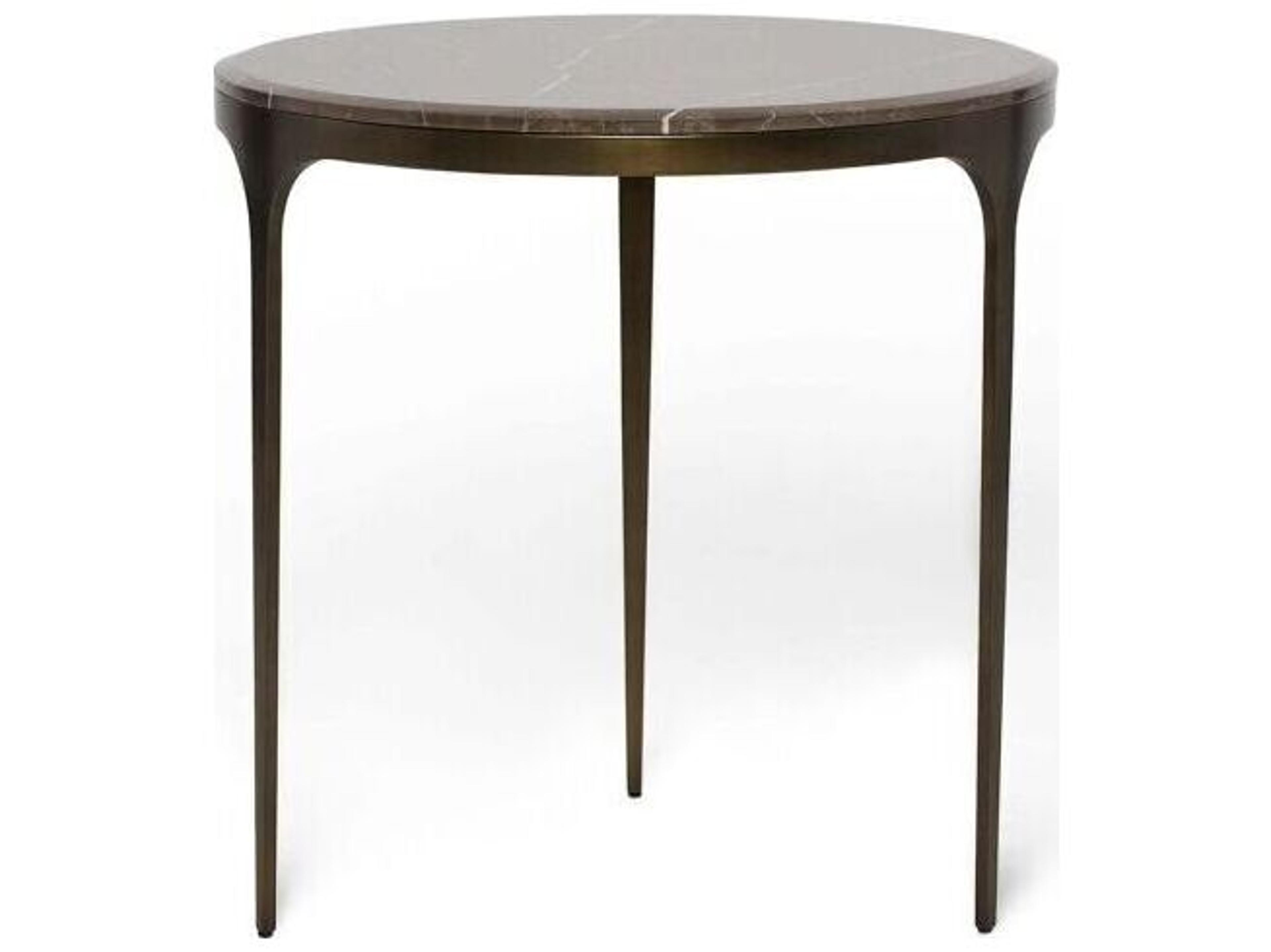 Interlude Home Camilla Round Marble Antique Bronze Terra Brown End Table