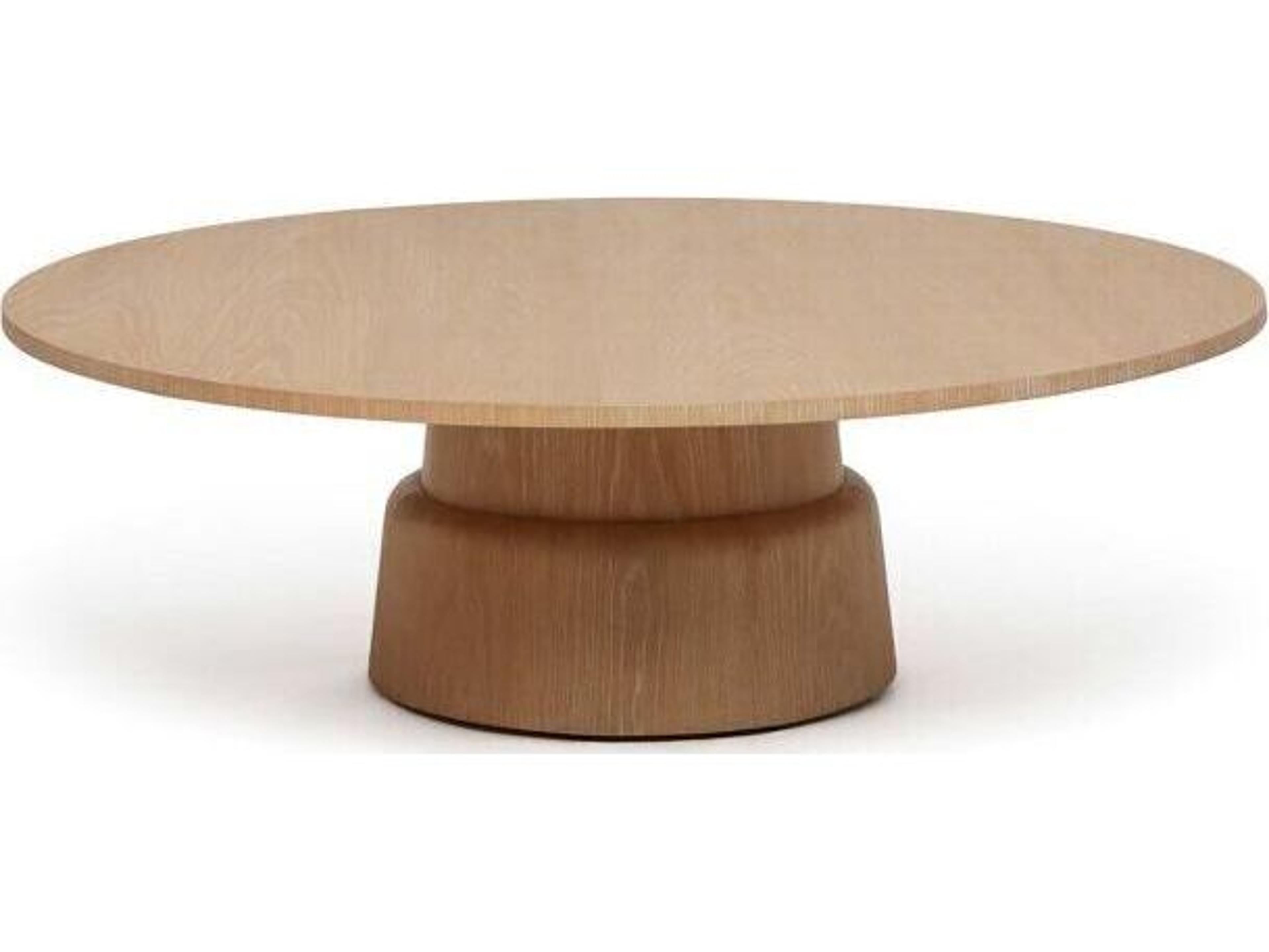 Interlude Home Graves Round Wood Saddle Coffee Table
