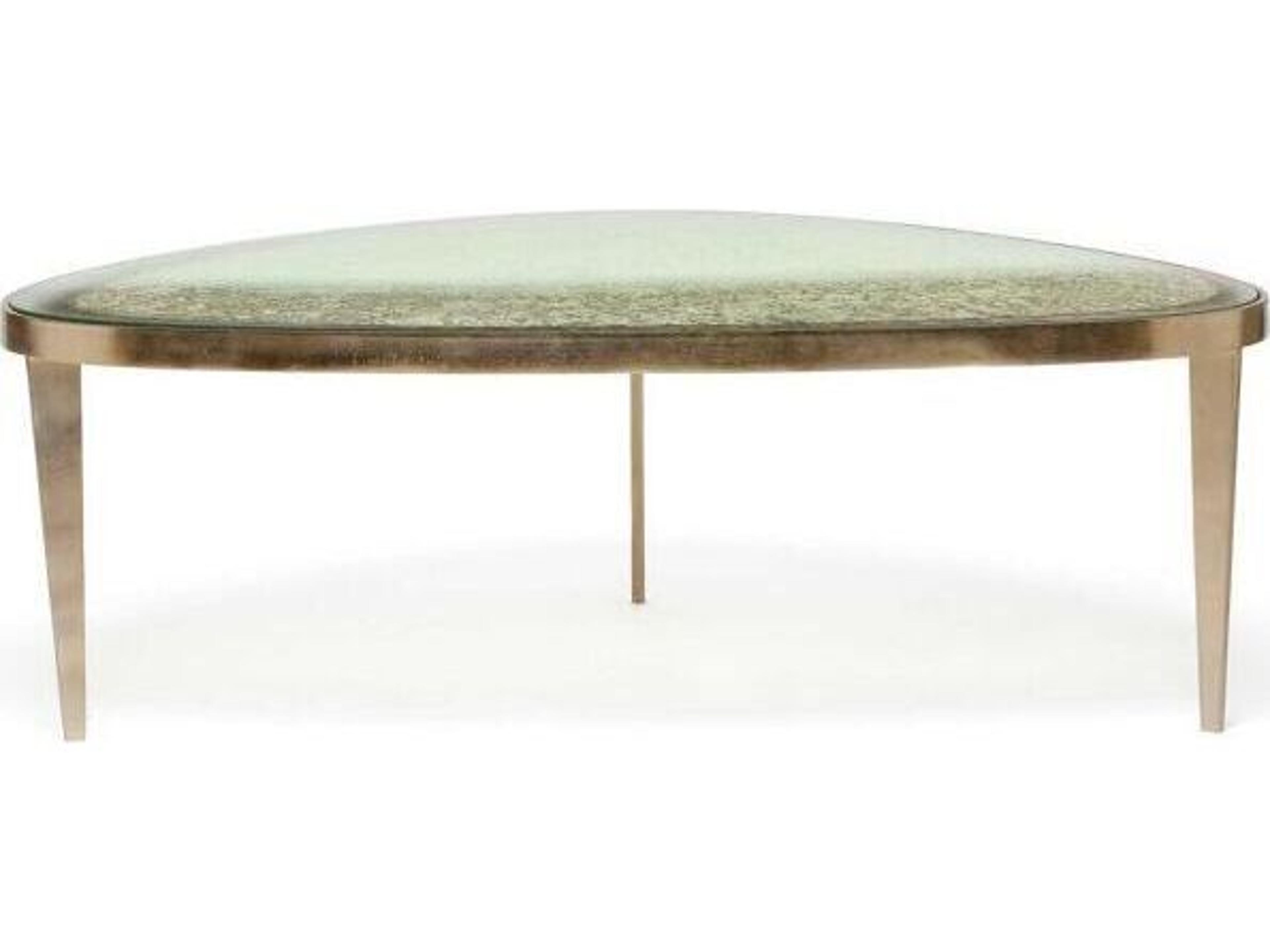 Interlude Home Jan Glass Champagne Taupe Grey Coffee Table