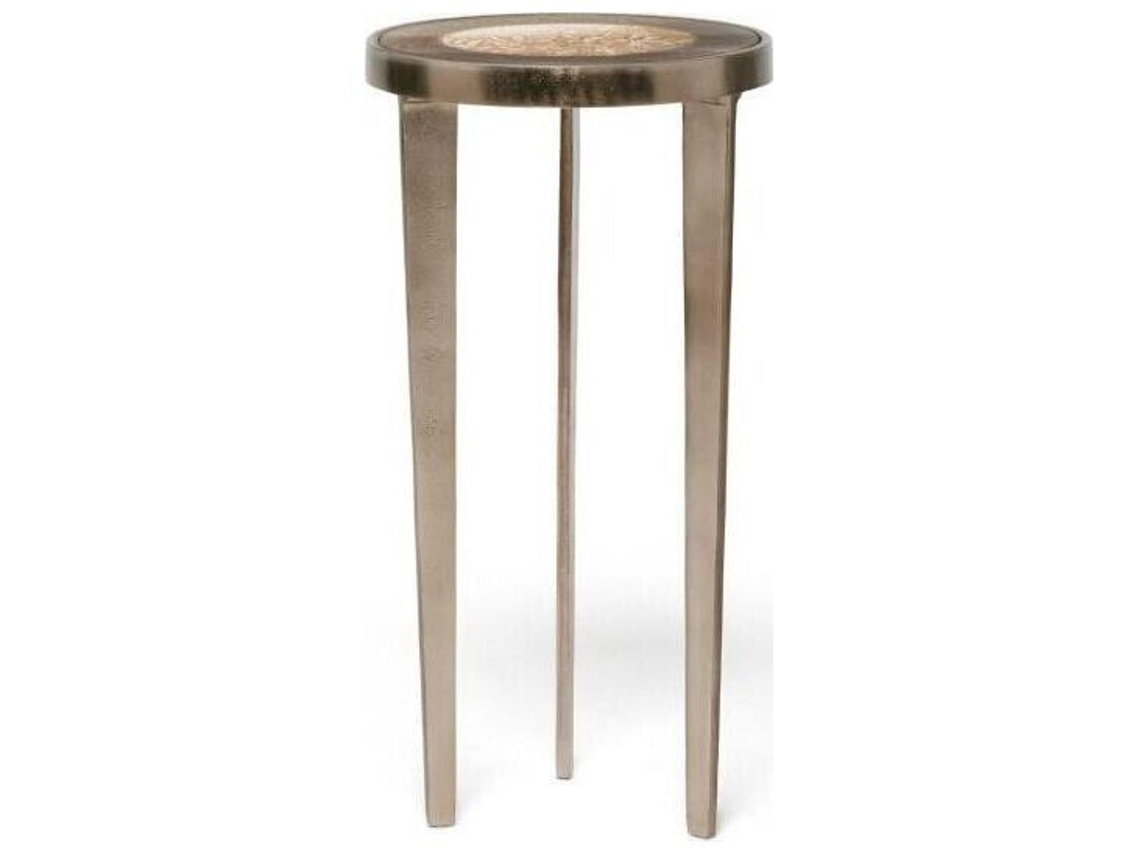 Interlude Home Jan Round Glass Twilight Bronze End Table