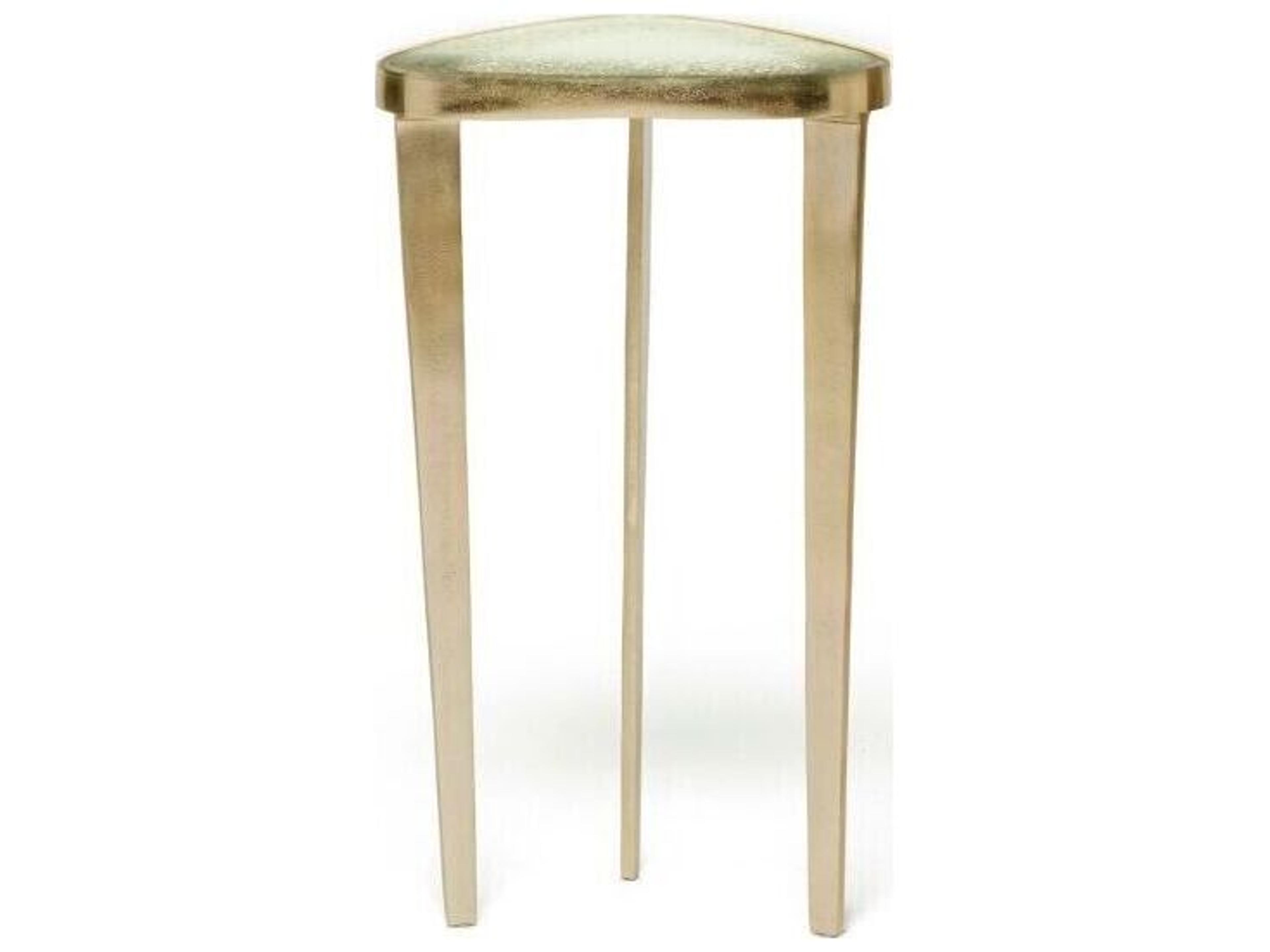 Interlude Home Jan Round Glass Champagne Taupe Grey End Table