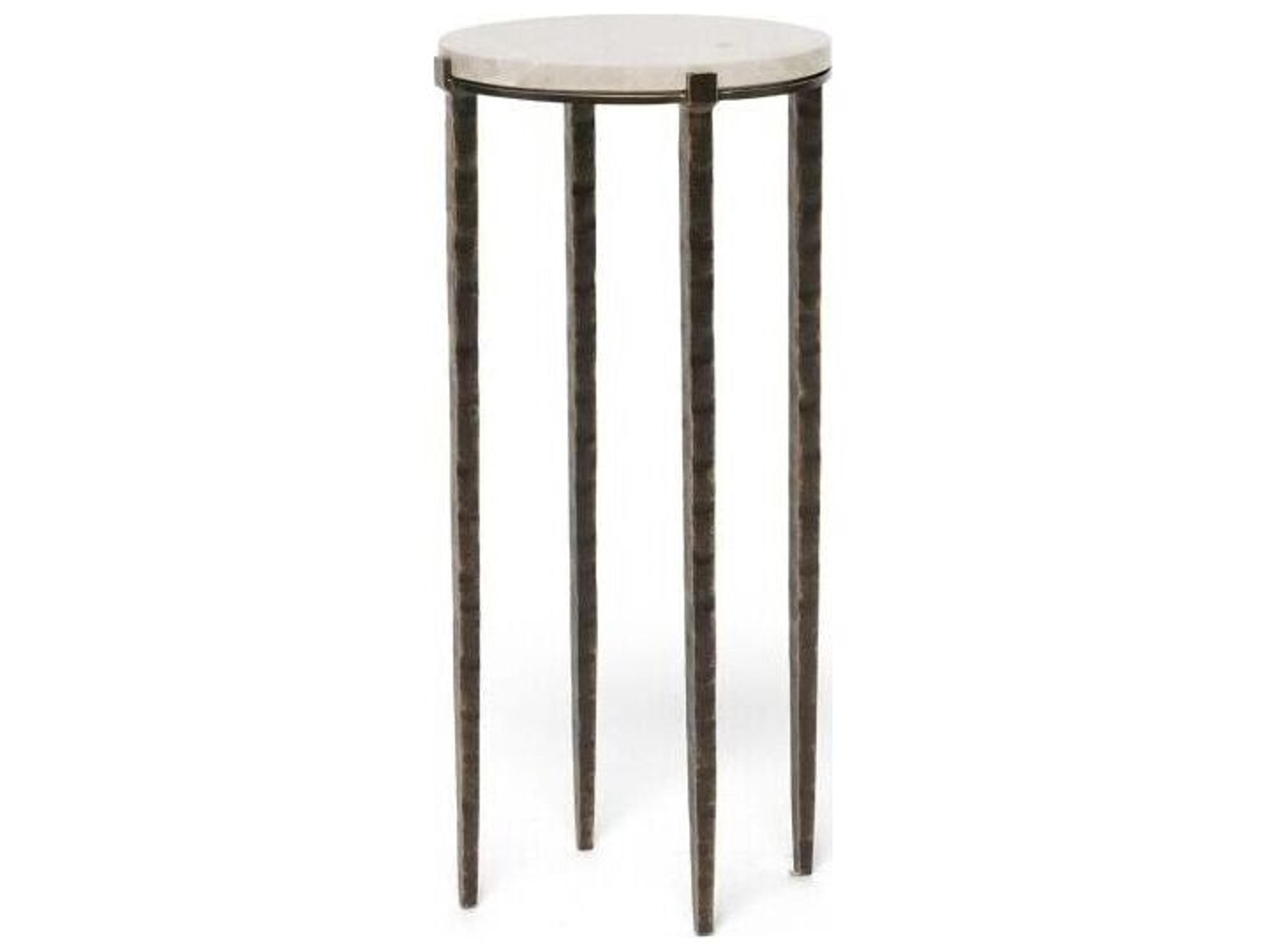 Interlude Home Como Round Marble Gilded Bronze Sahara End Table
