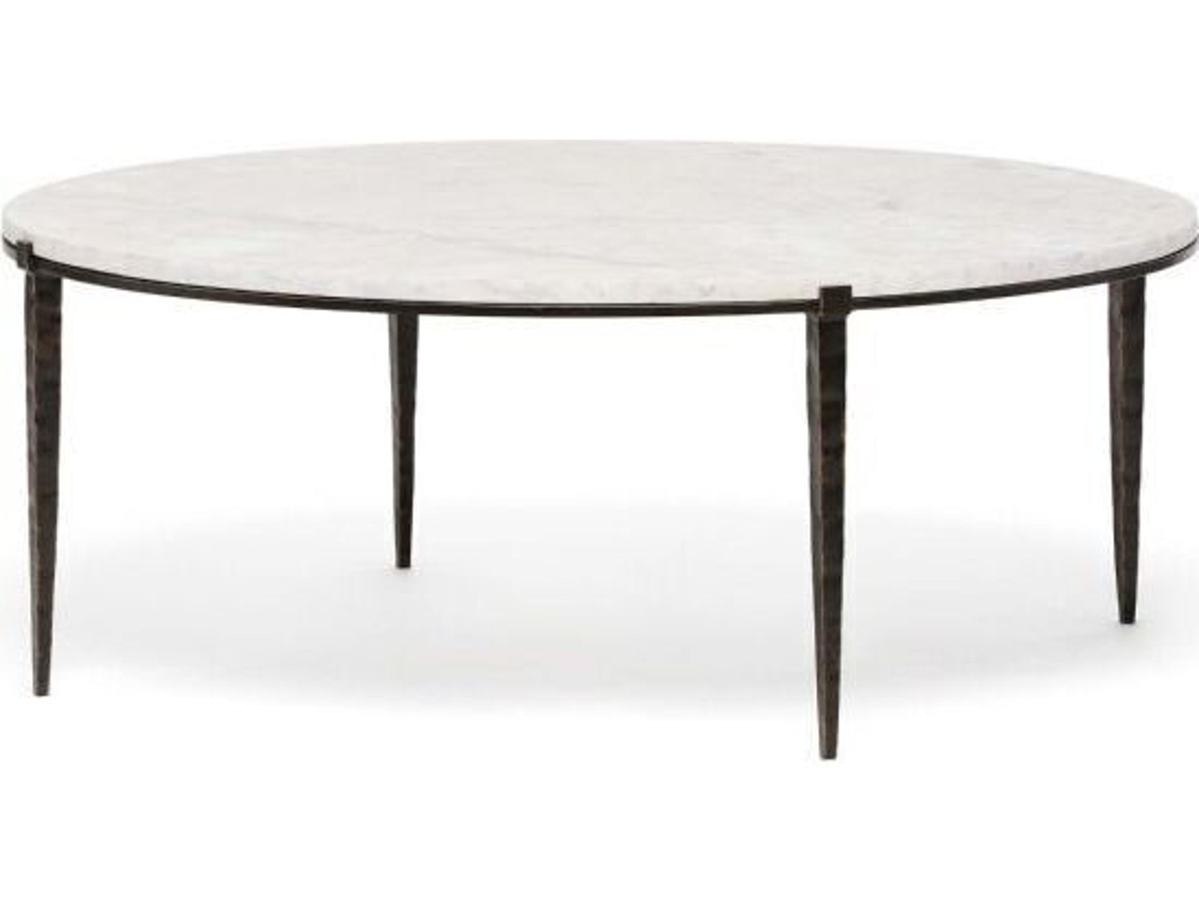 Interlude Home Como Round Marble Gilded Bronze Salt Coffee Table