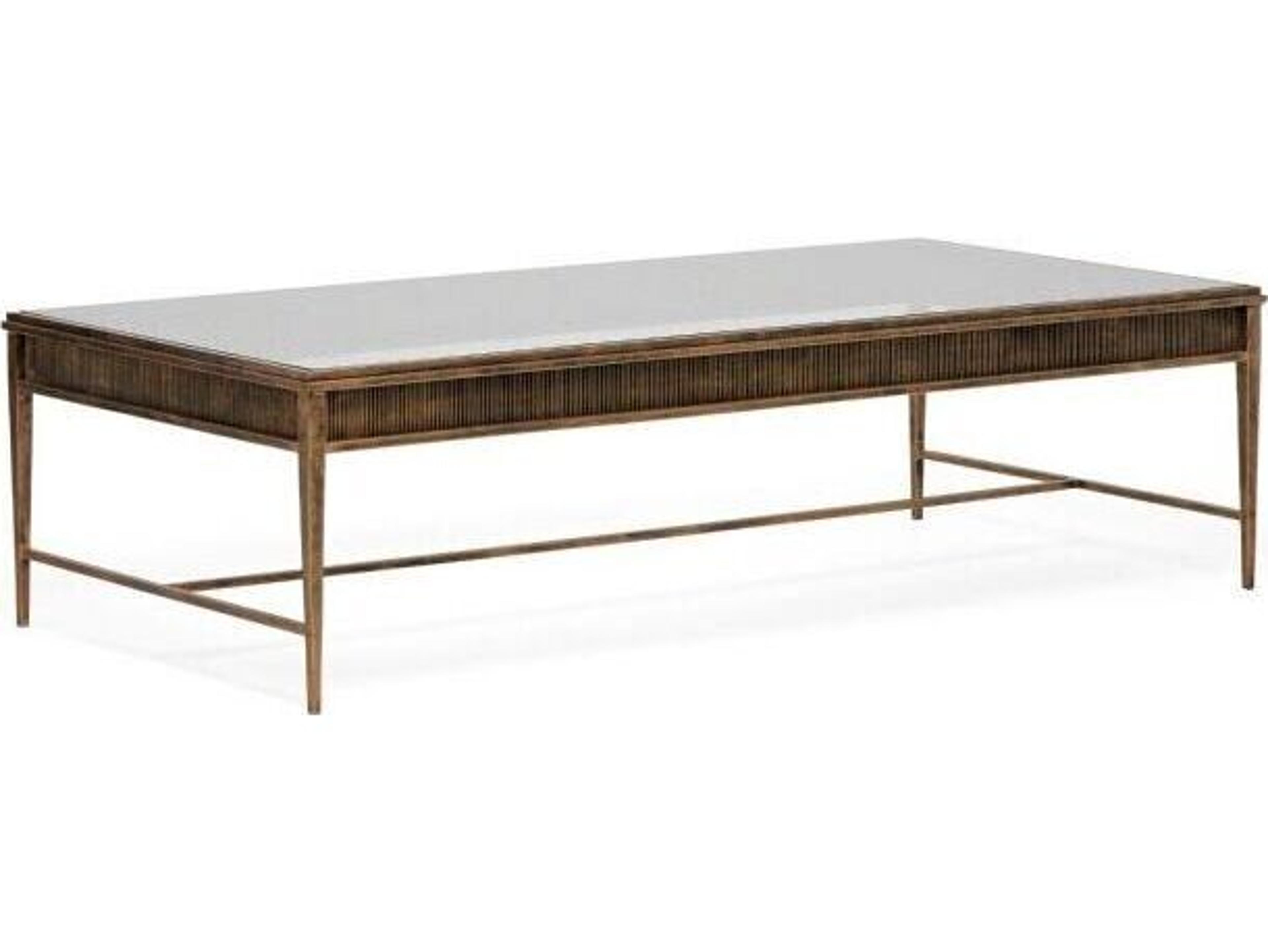 Interlude Home Camille Rectangular Glass Gilded Brass Clear Coffee Table