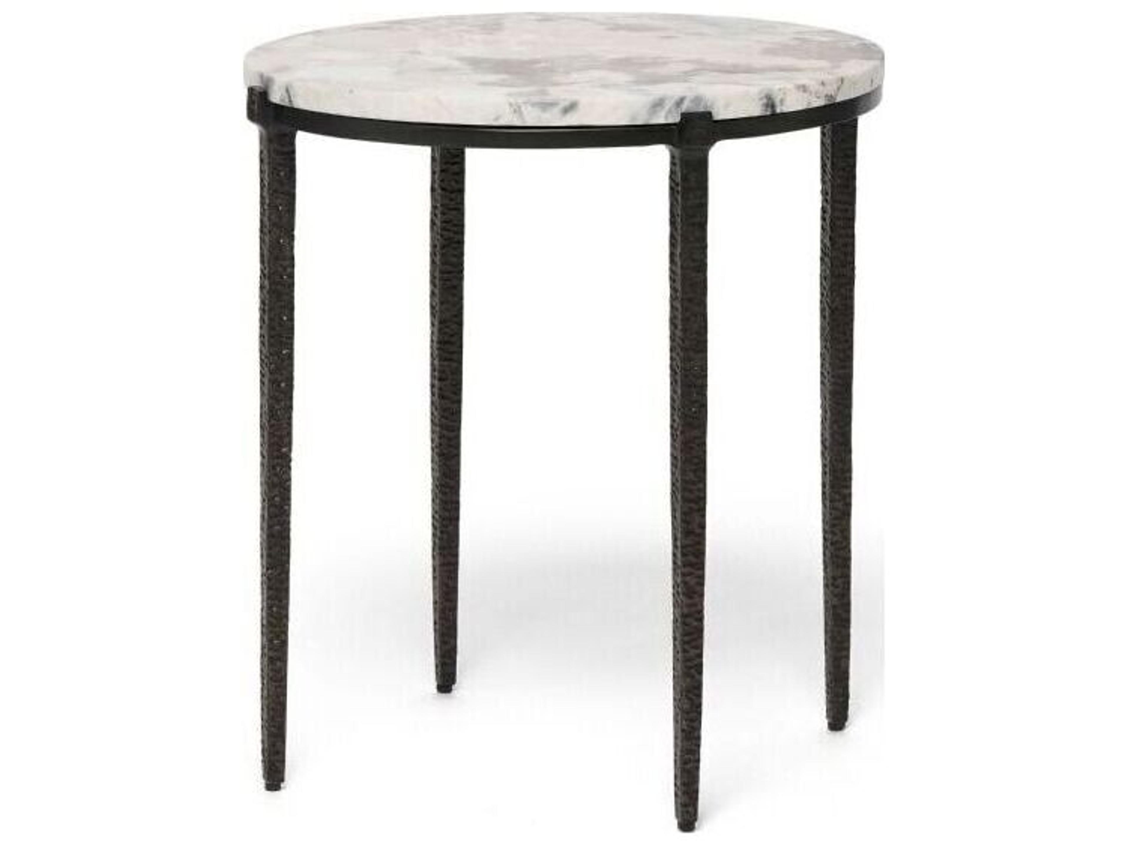 Interlude Home Como Round Marble Gilded Bronze Patagonia End Table