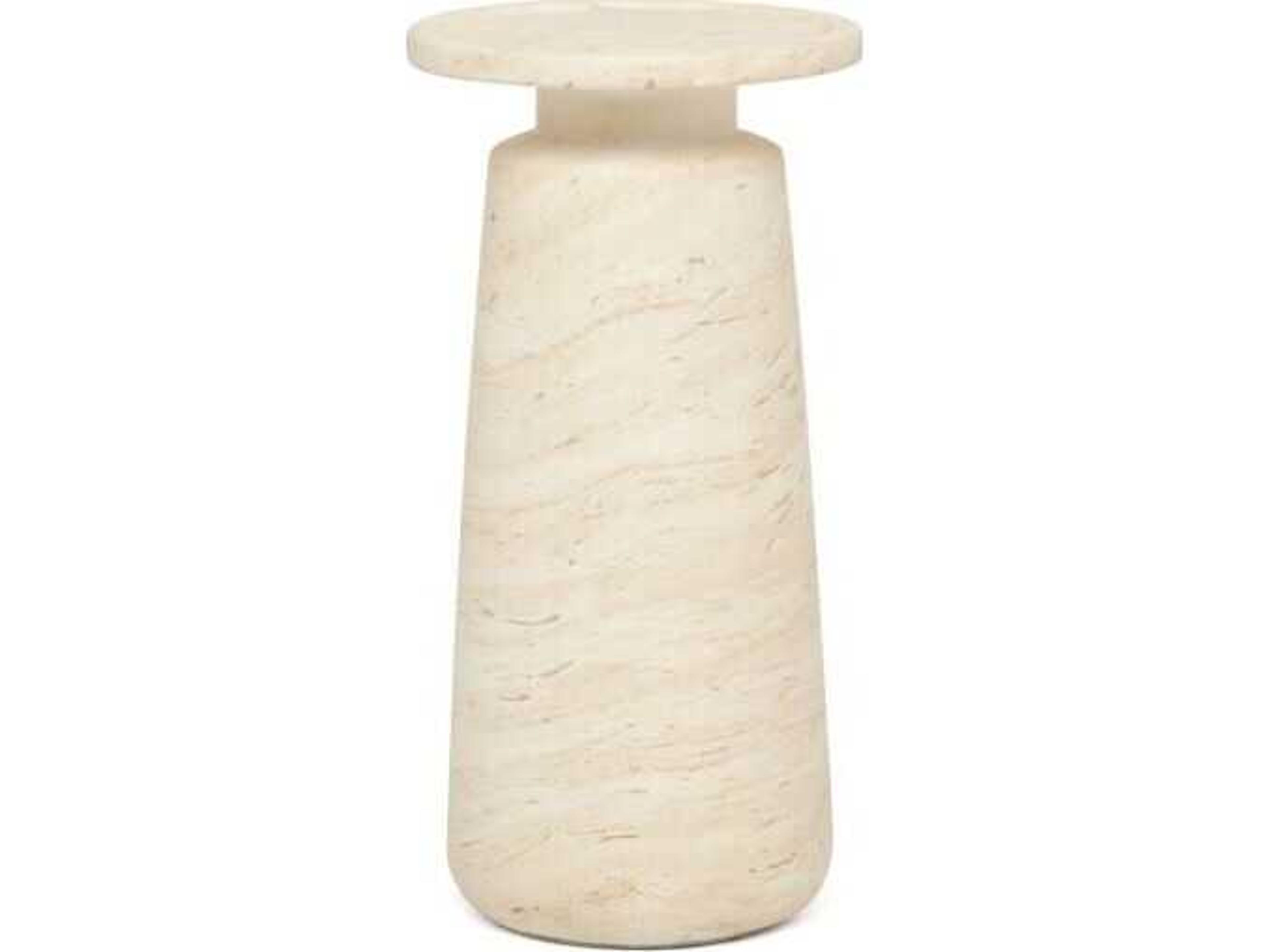 Interlude Home Malone Round Faux Marble End Table