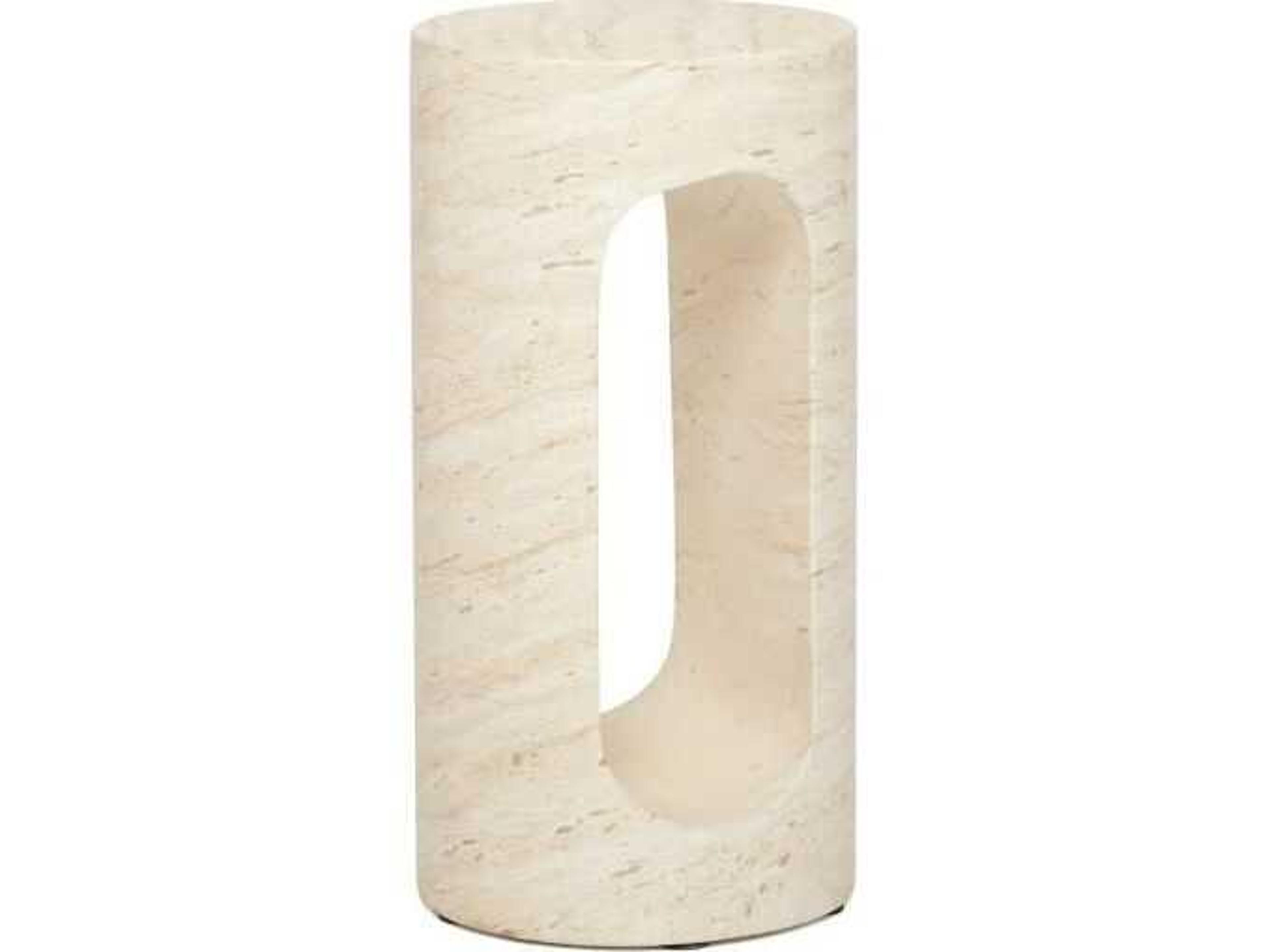 Interlude Home Wesley Round Faux Marble End Table