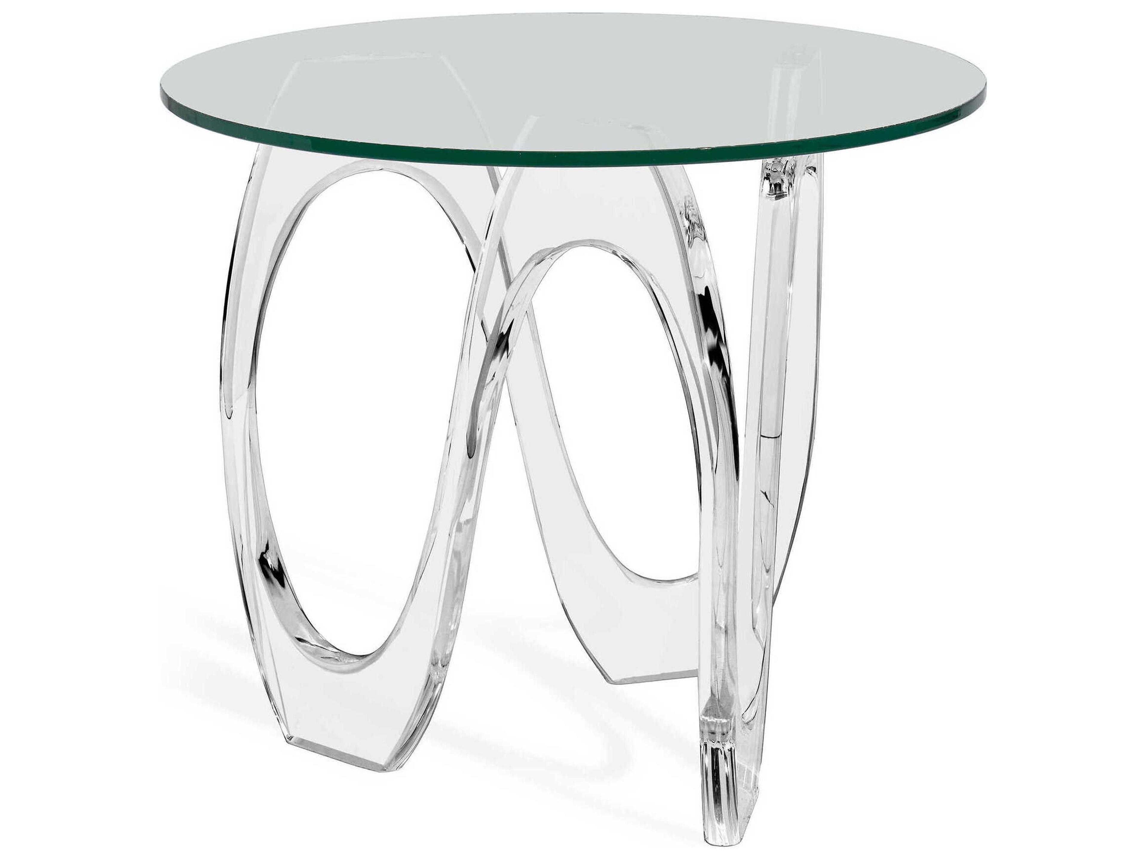 Interlude Home Westin Round Clear Crystal Glass End Table