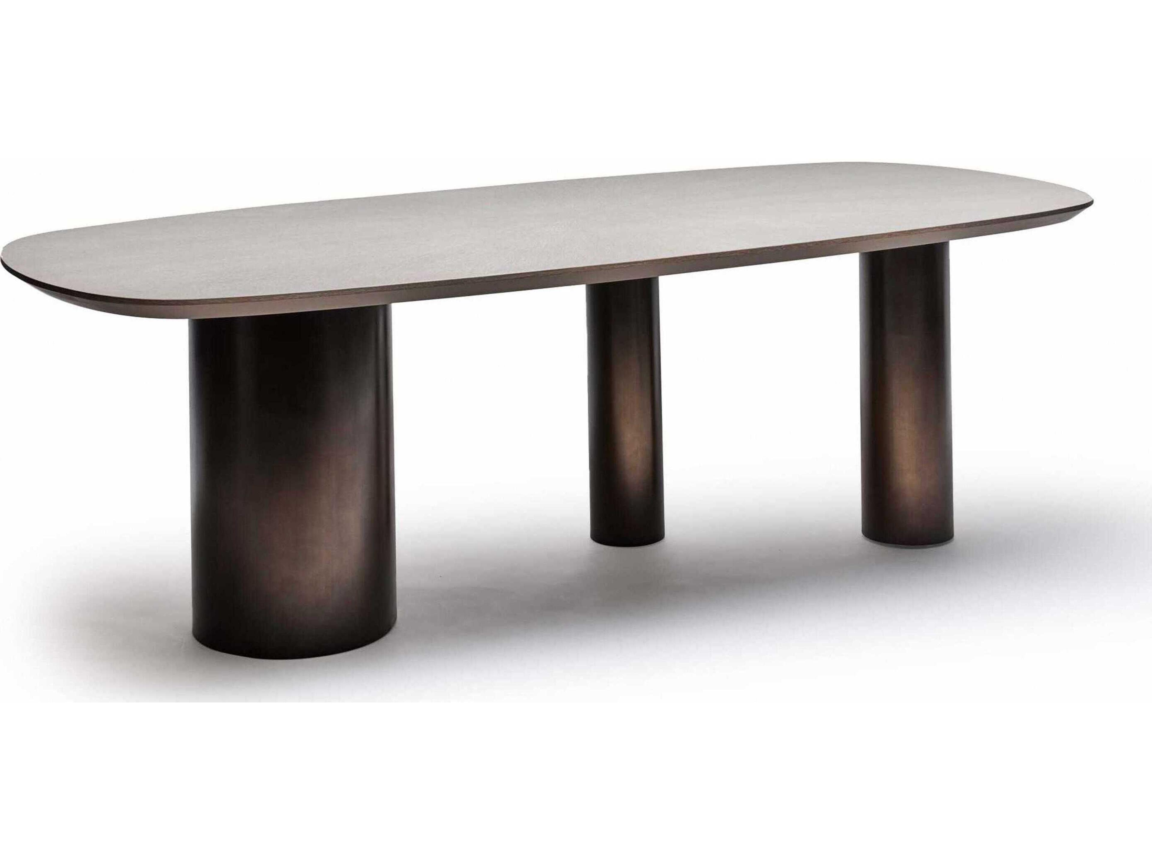 Interlude Home Becket Rectangular Wood Cliffside Grey Classic Bronze Dining Table