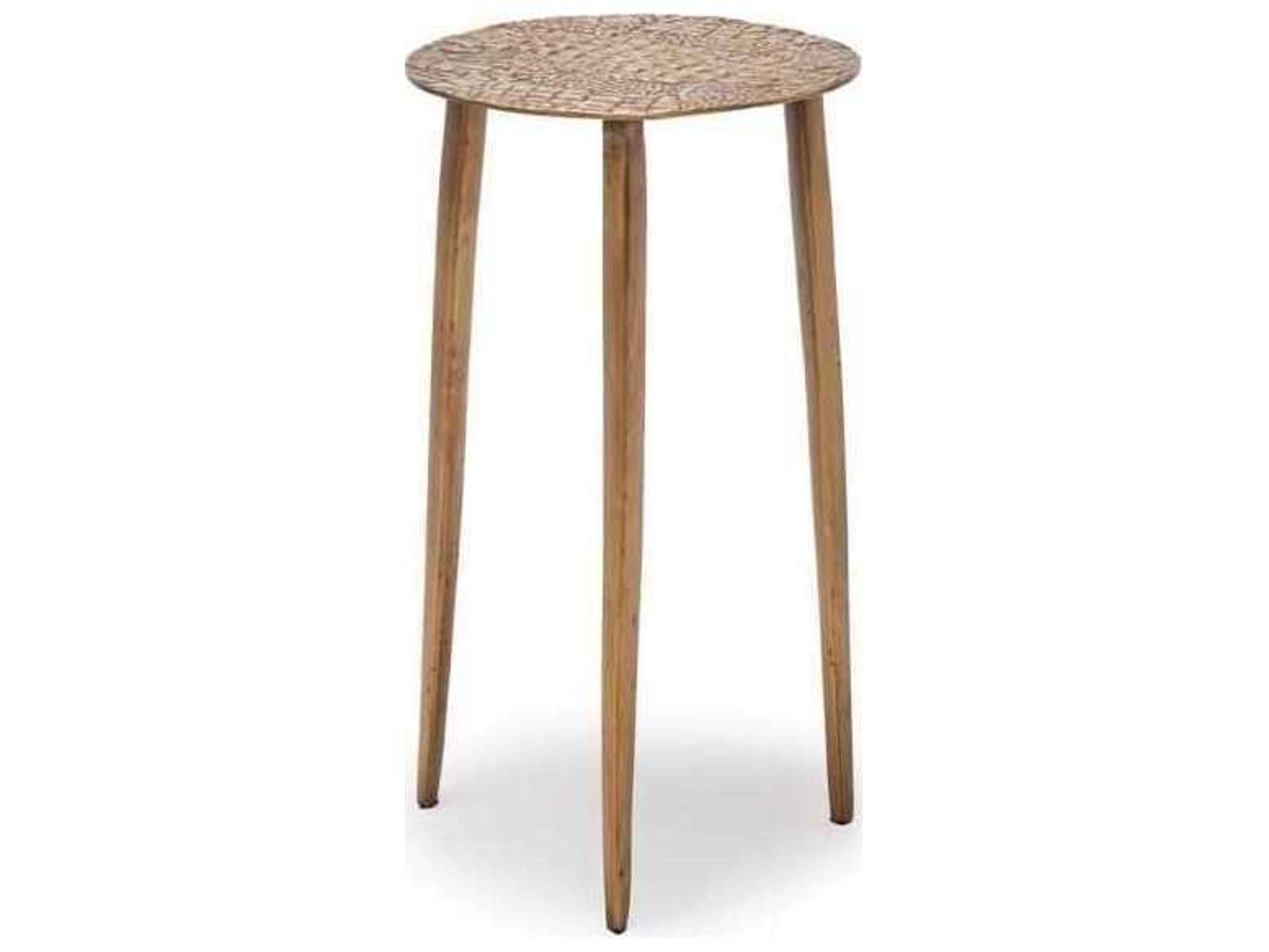 Interlude Home Saxon Round Metal Antique Brass End Table