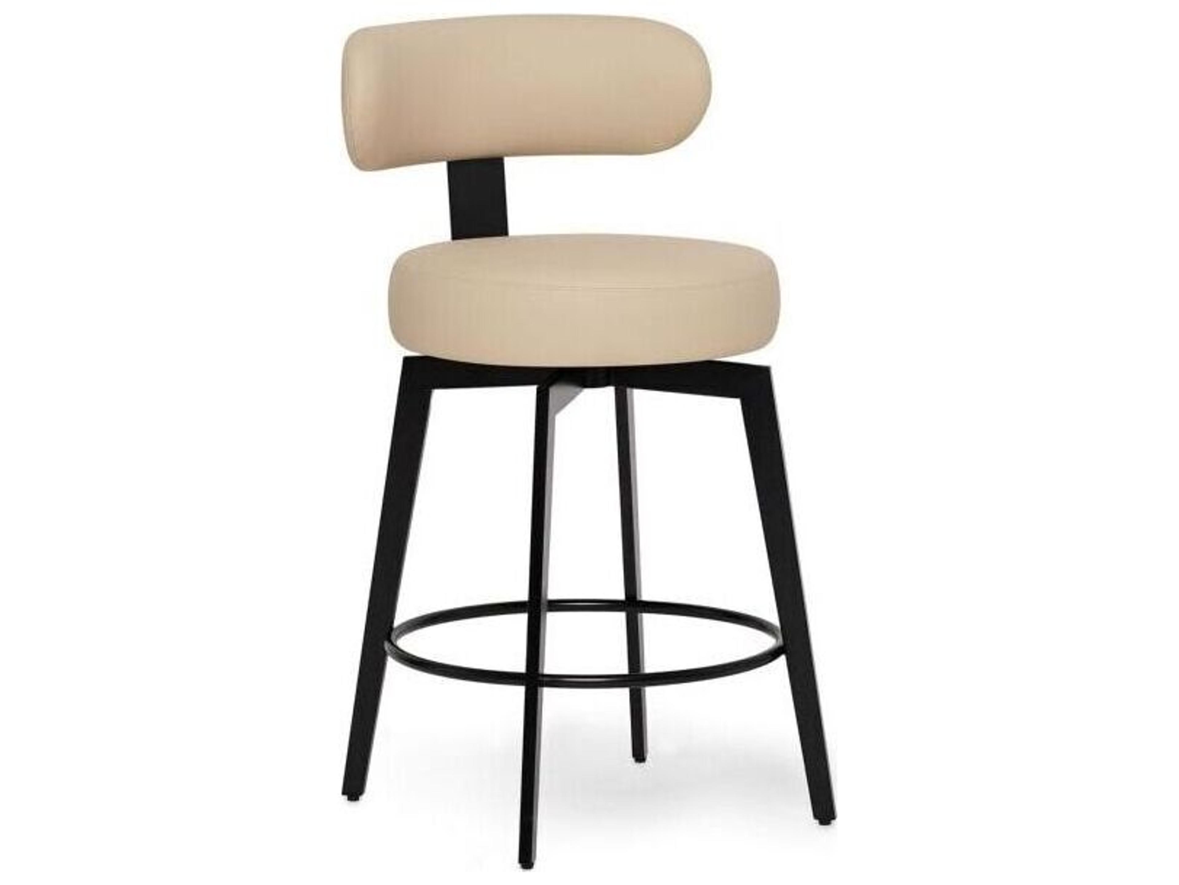 Interlude Home Clermont Matte Black Cream Latte Faux Leather Counter Stool