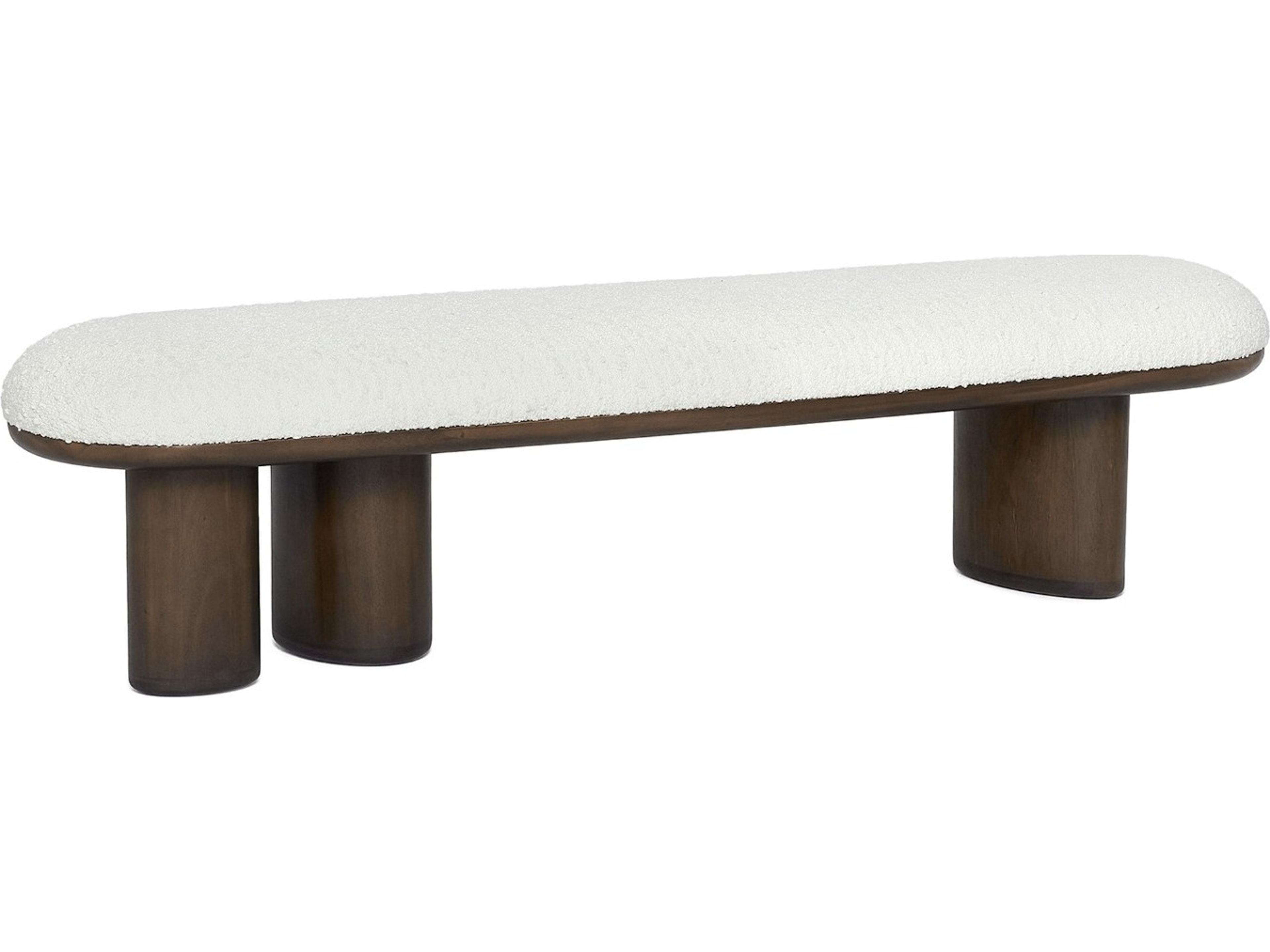 Interlude Home Reese Classic Walnut Whisper Brown Upholstered Accent Bench