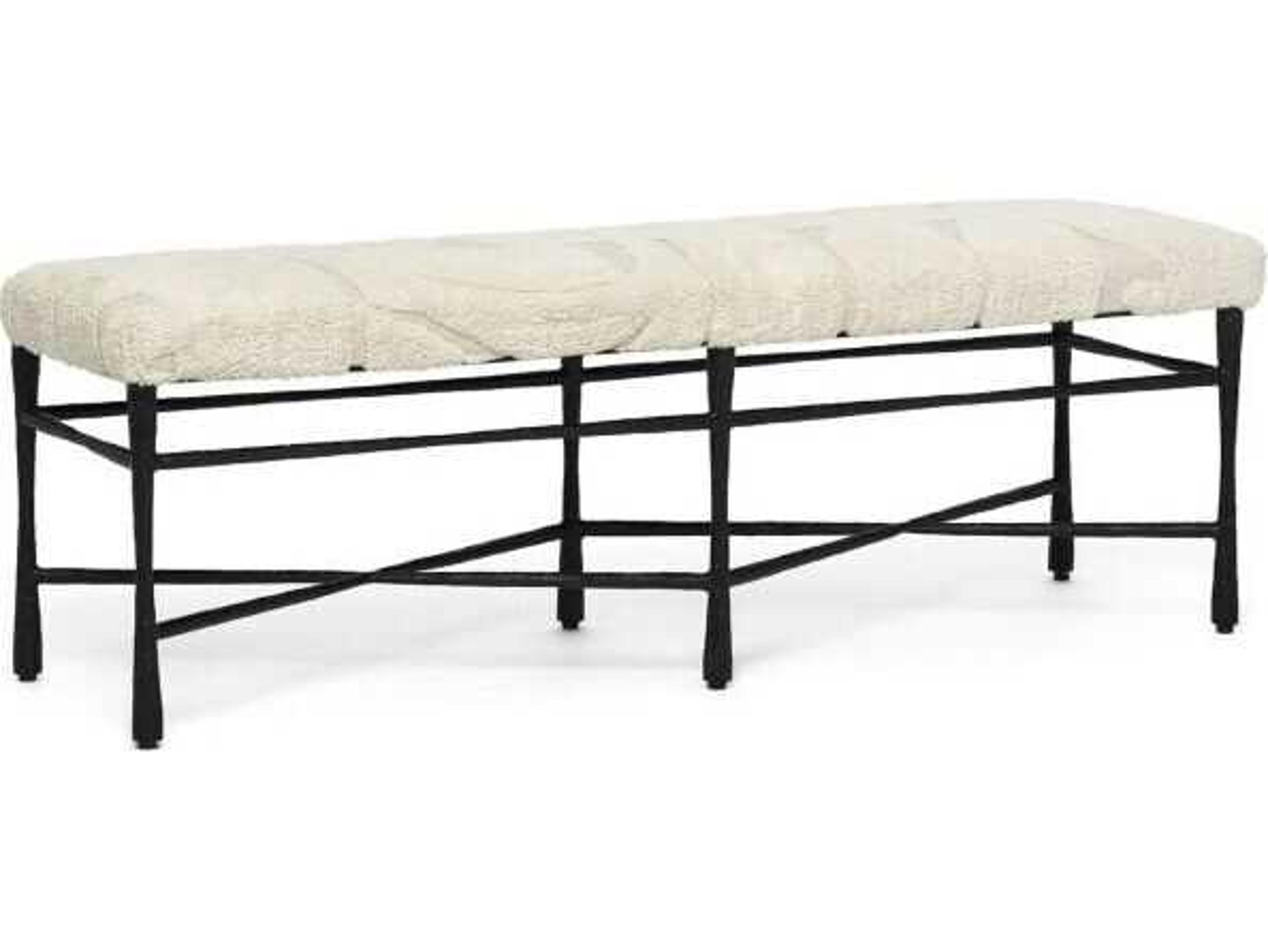 Interlude Home Collins Matte Black Terrain Beige Upholstered Accent Bench