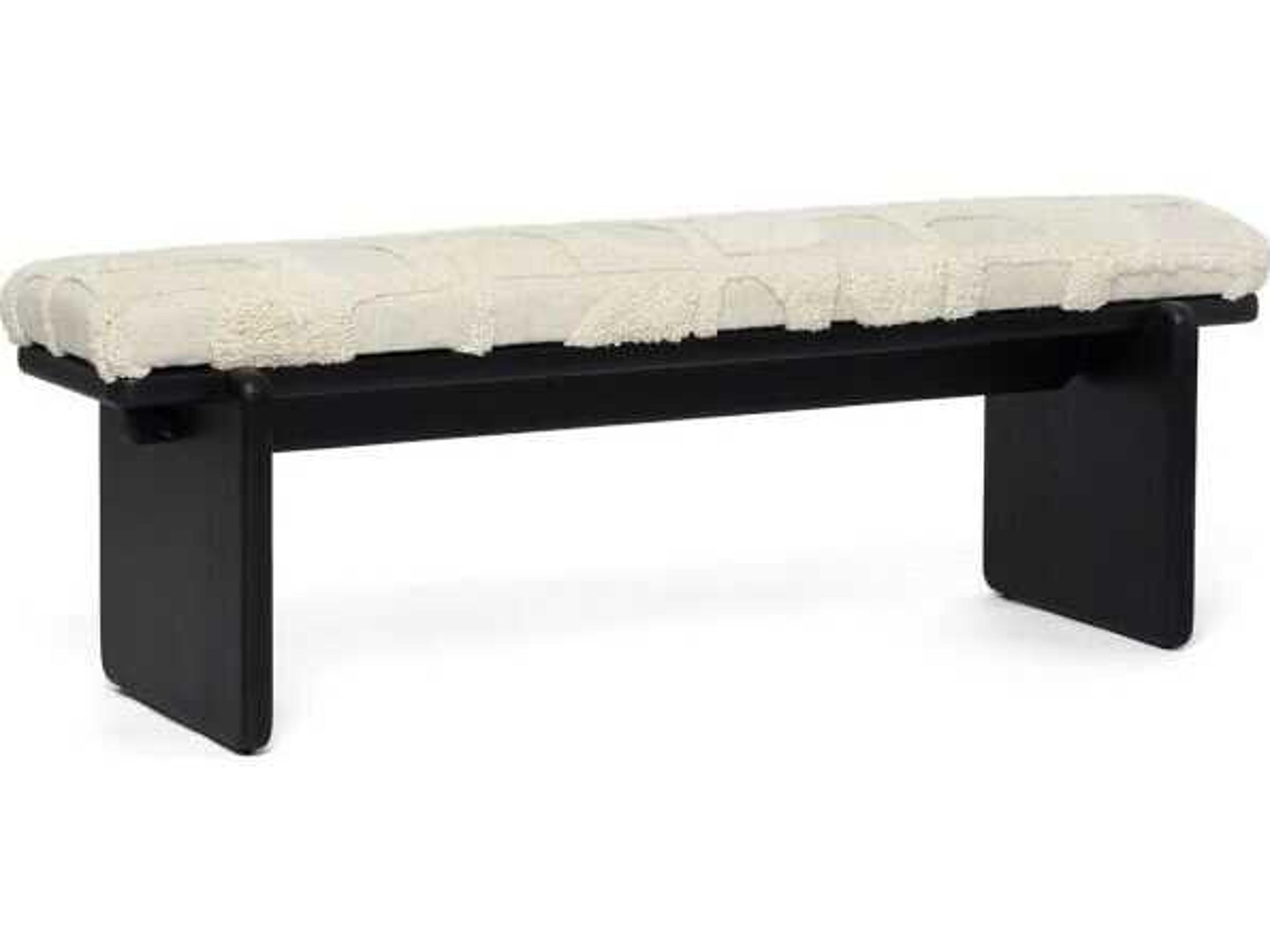 Interlude Home Collier Matte Black Terrain Beige Upholstered Accent Bench