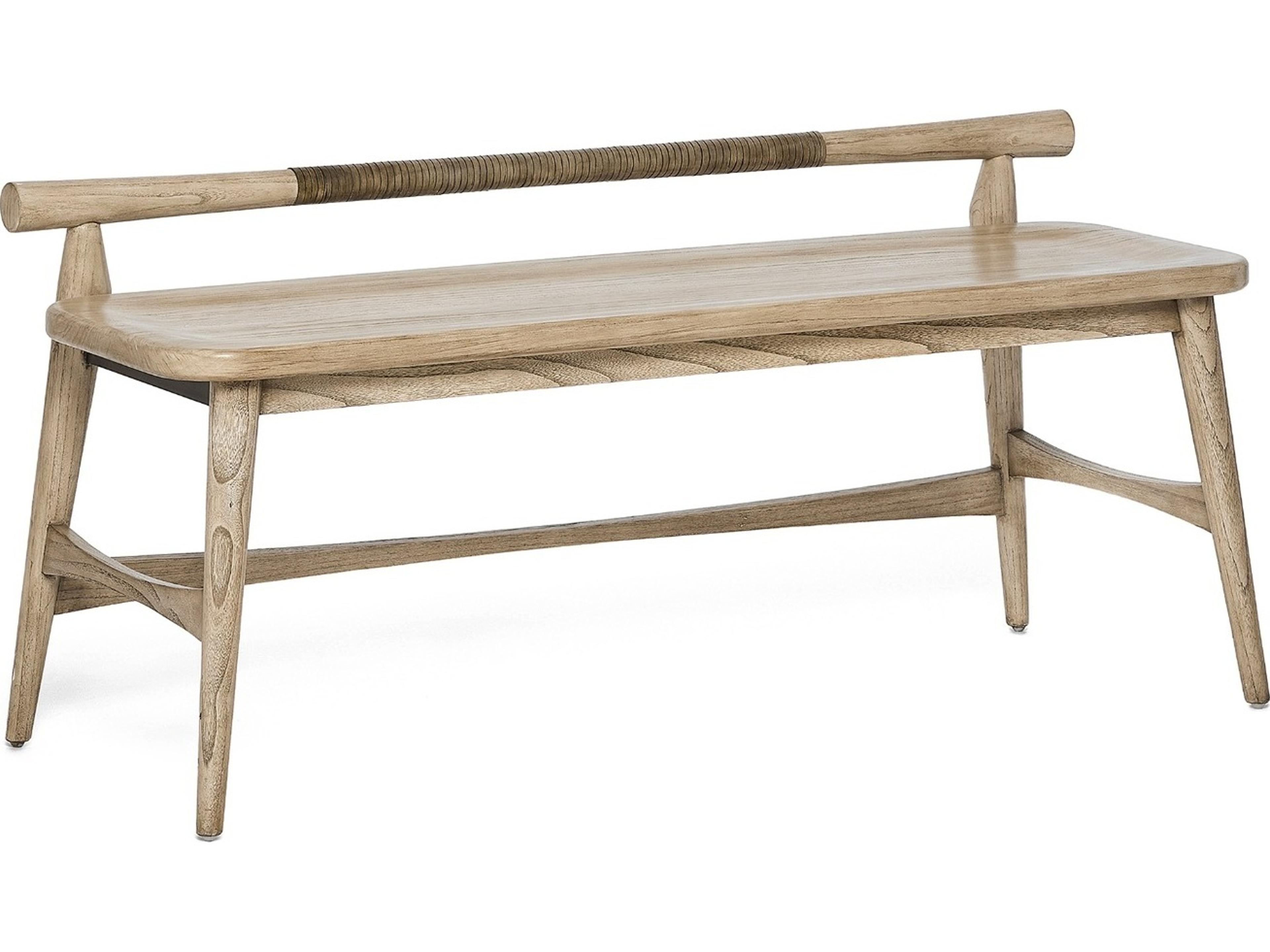 Interlude Home Madeira Washed Taupe Beige Accent Bench
