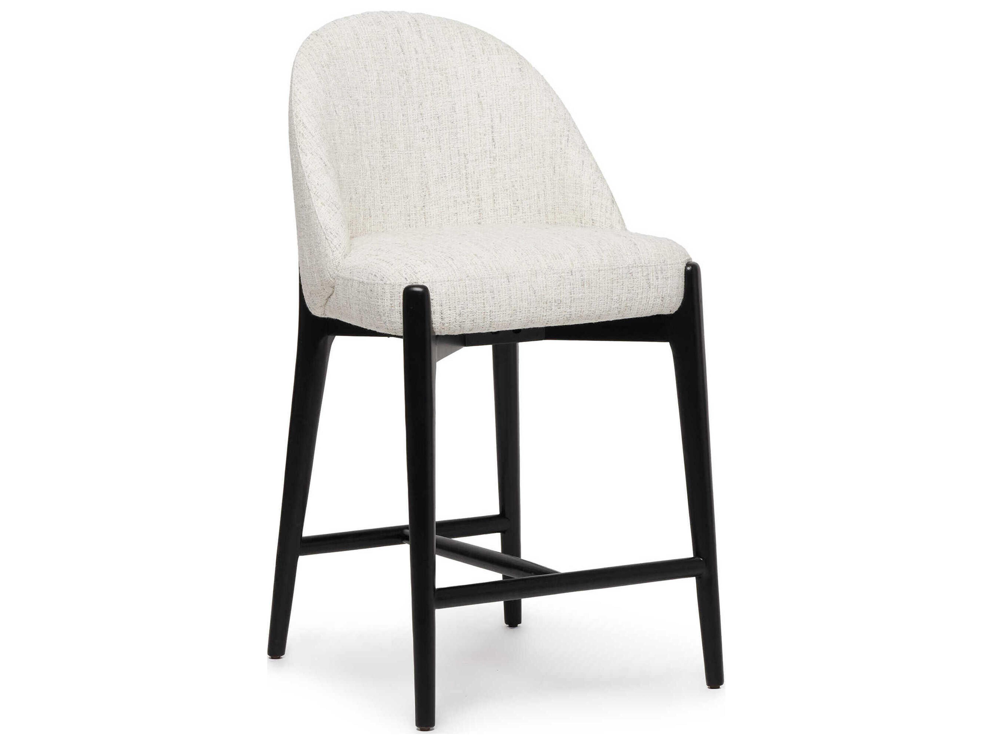 Interlude Home Oakley Matte Black Beach Heather Upholstered Ash Wood Counter Stool