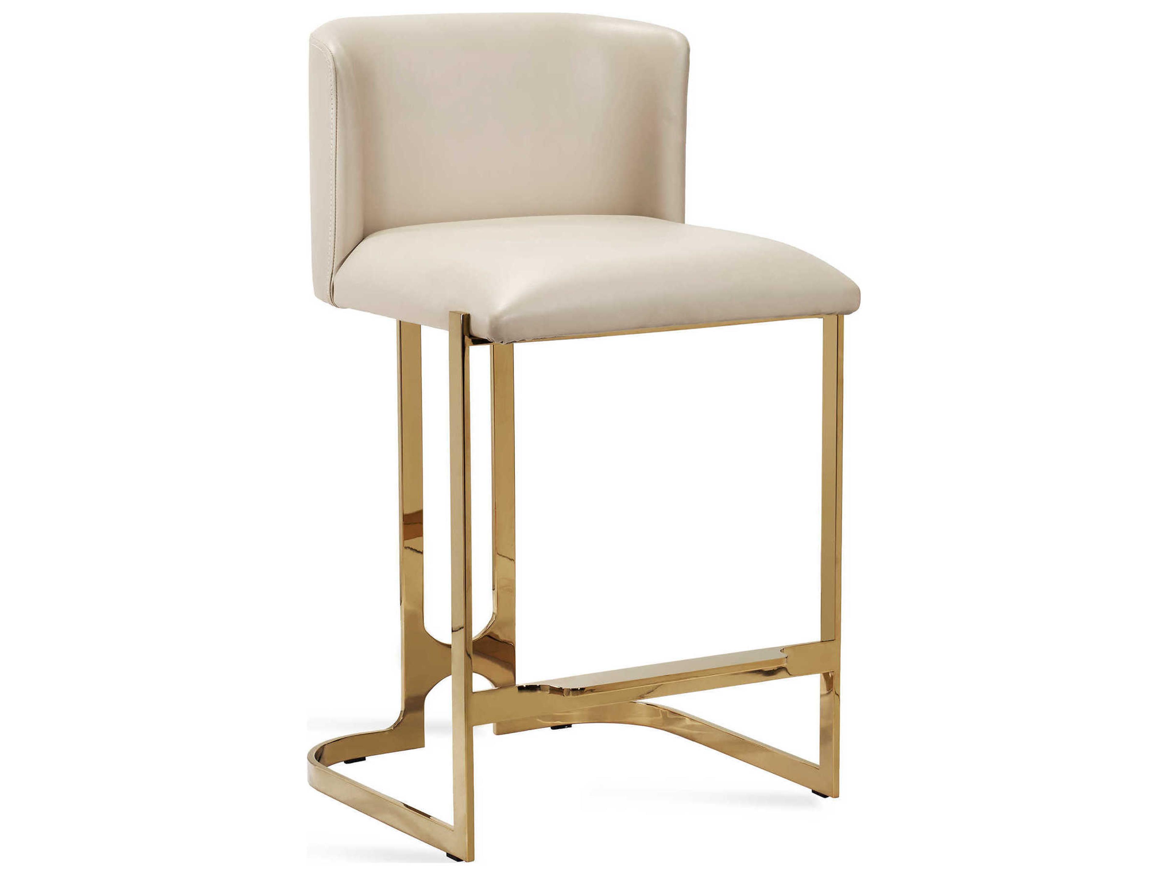 Interlude Home Banks Polished Brass Cream Latte Counter Stool
