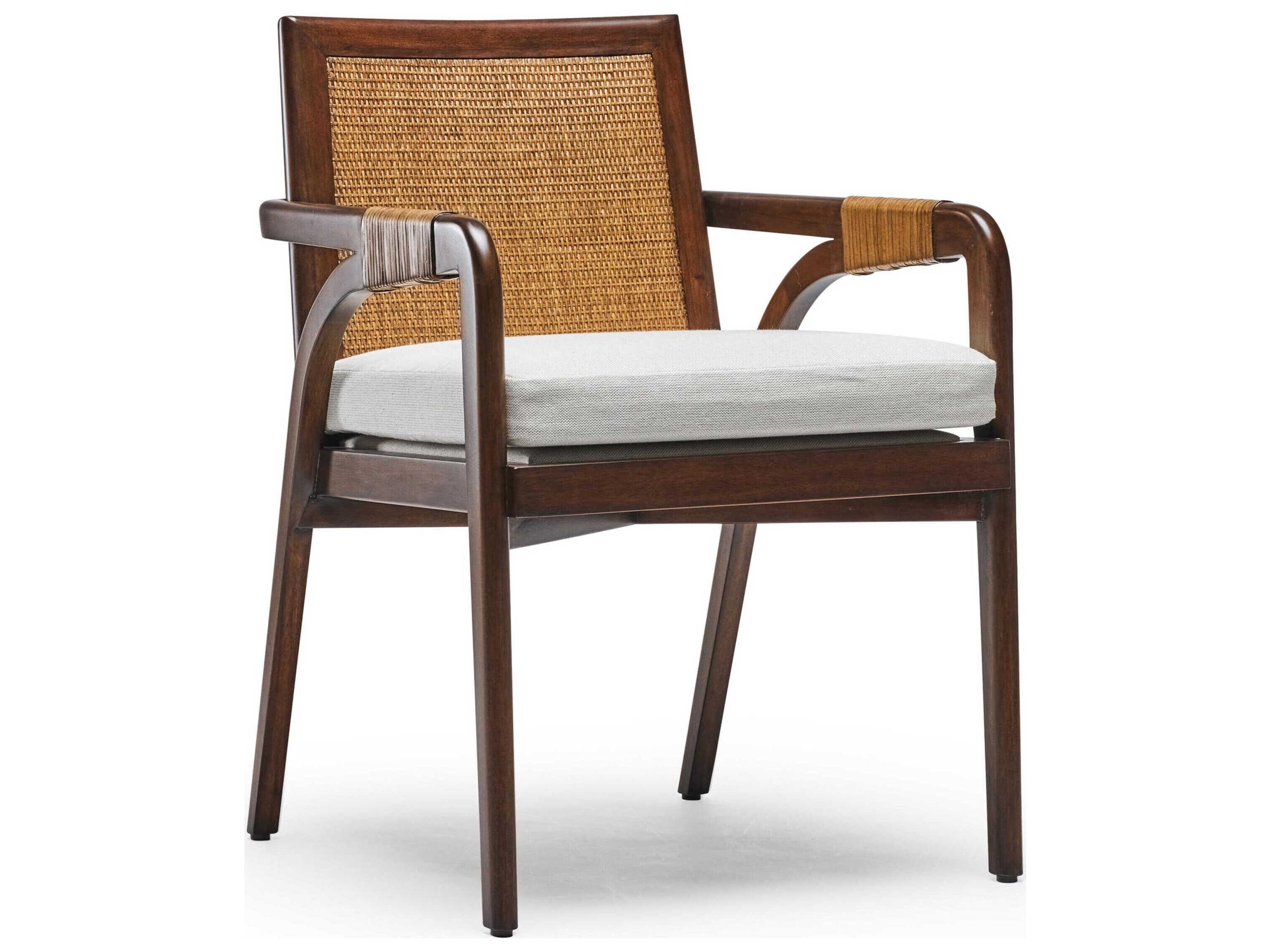 Interlude Home Delray Mahogany Wood Brown Upholstered Arm Dining Chair