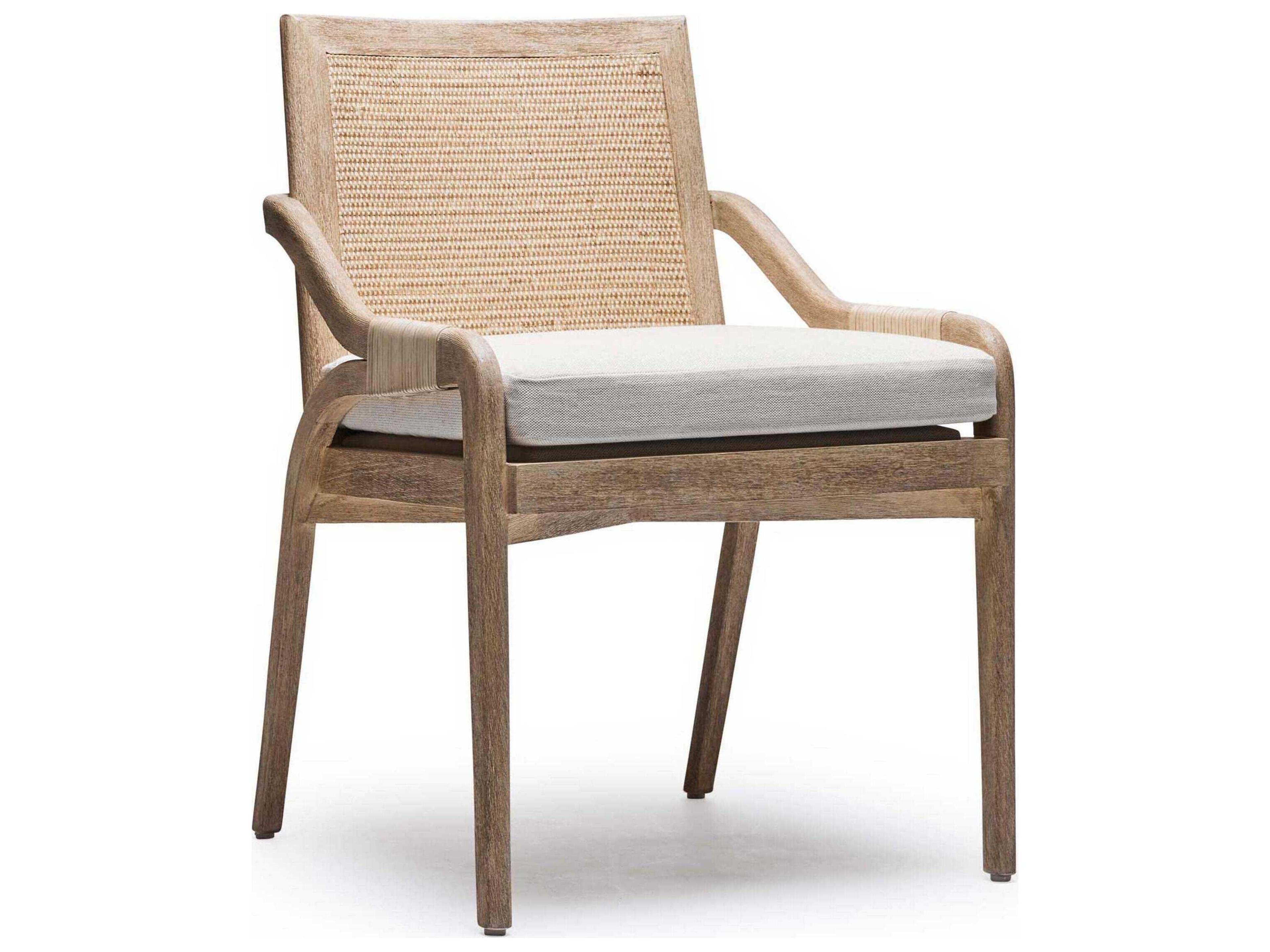 Interlude Home Delray Mahogany Wood Brown Upholstered Arm Dining Chair