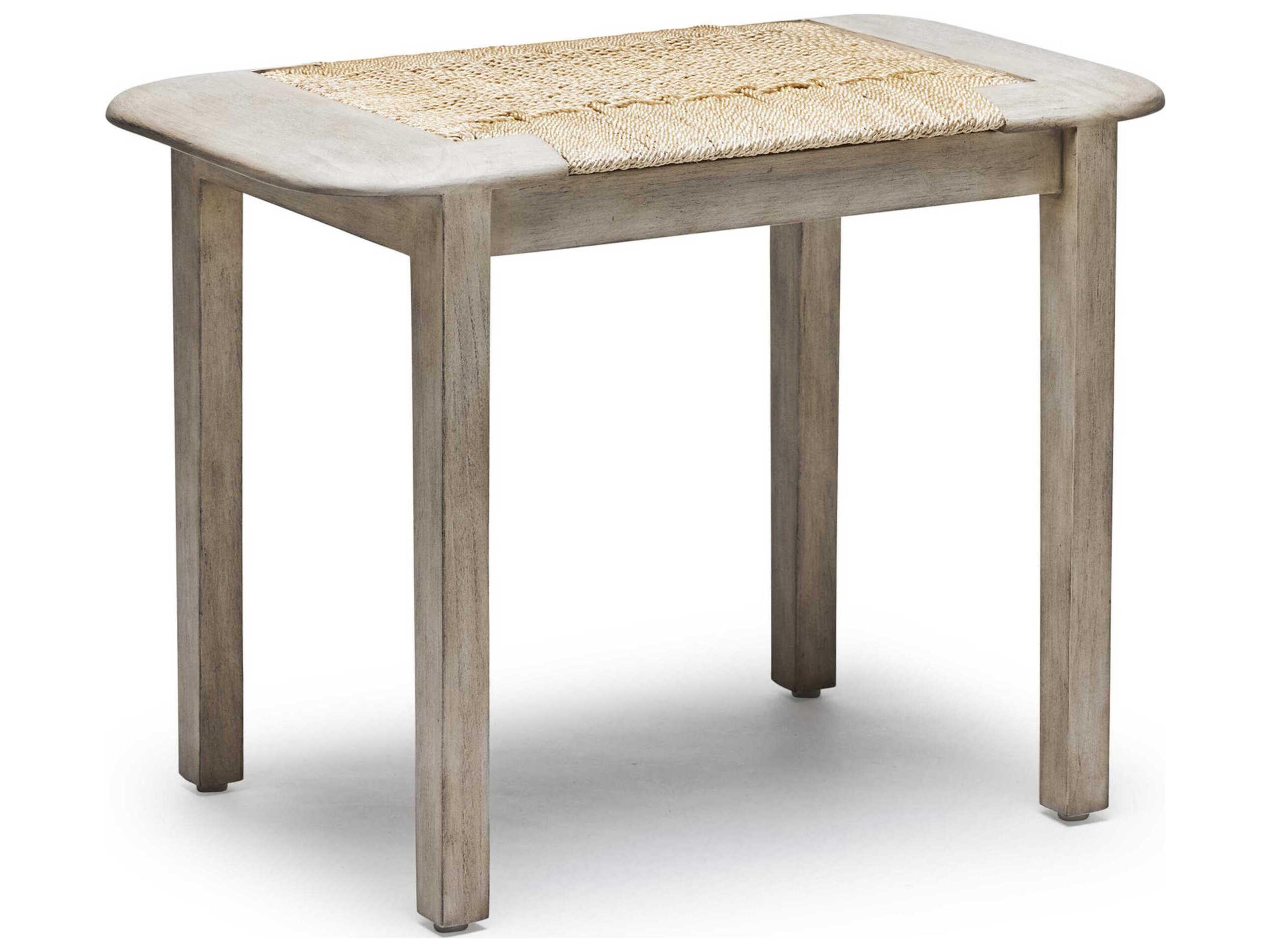 Interlude Home Juno Washed White Natural Accent Stool