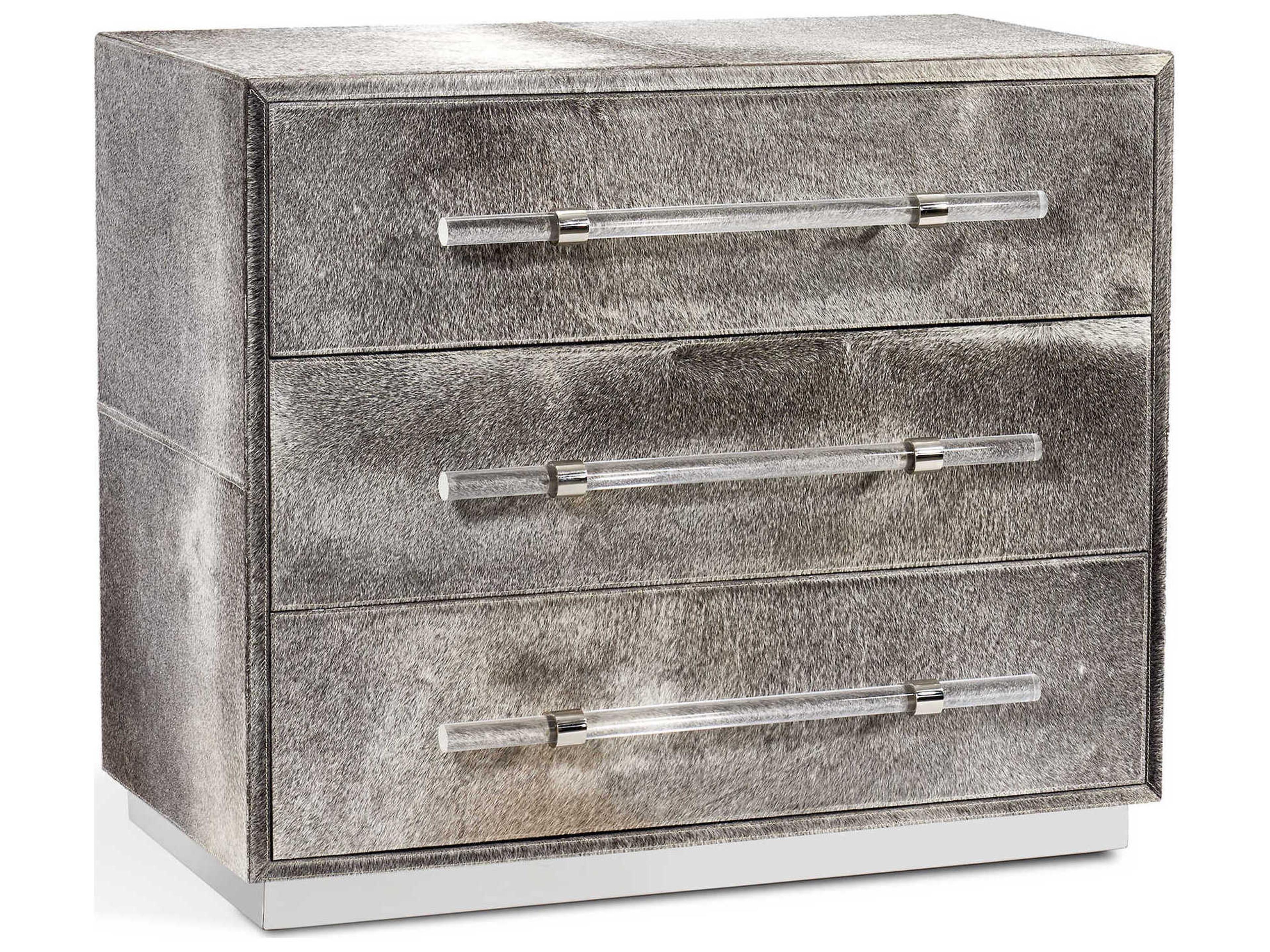Interlude Home Cassian Natural Hide Polished Nickel Clear Gray Accent Chest