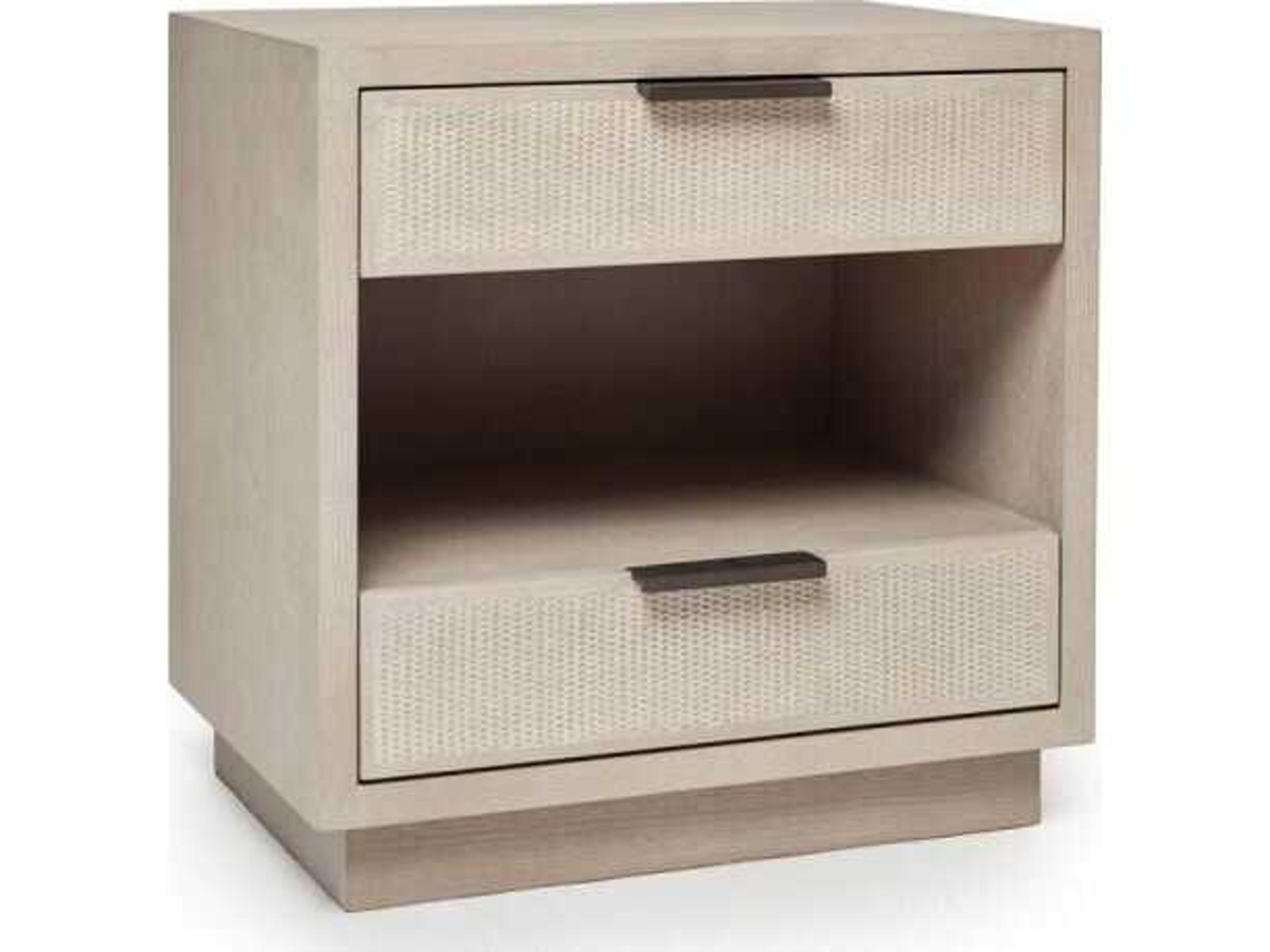 Interlude Home Holmes 2-Drawers Beige Oak Wood Nightstand