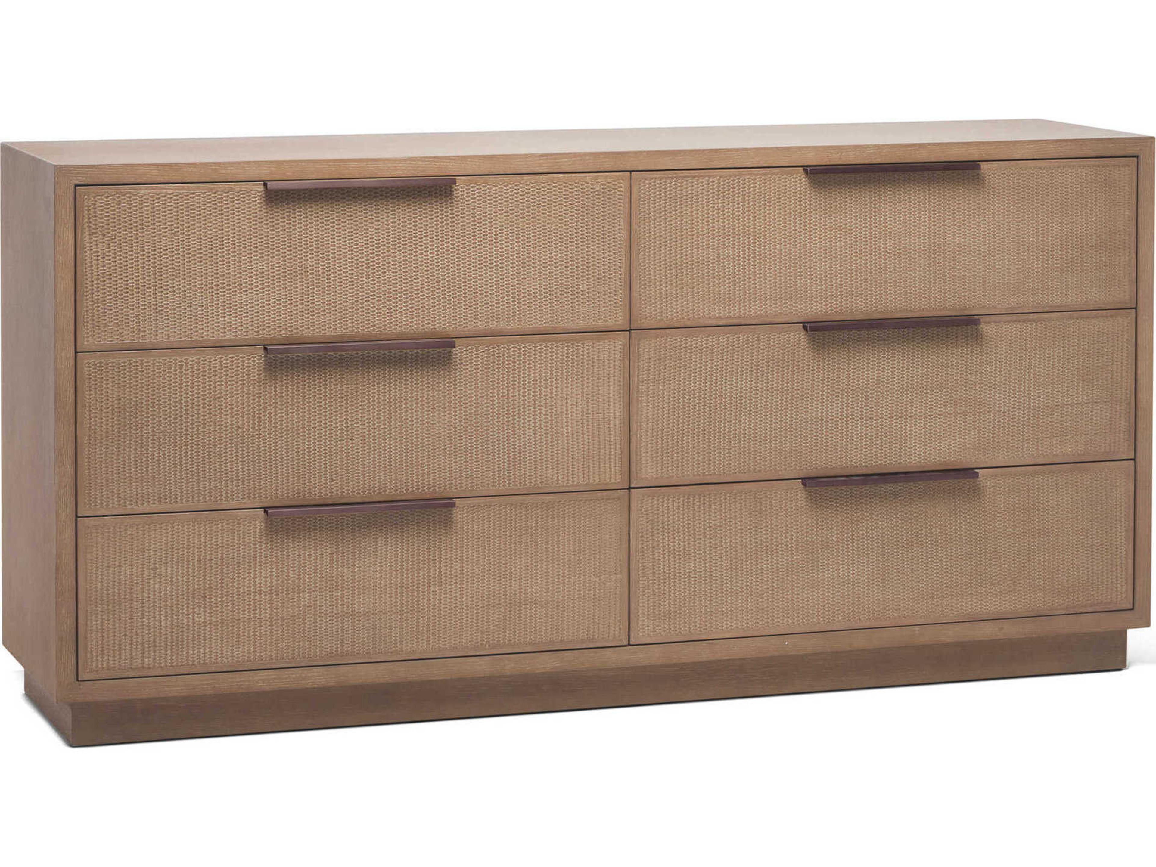 Interlude Home Holmes 6-Drawers Brown Oak Wood Double Dresser