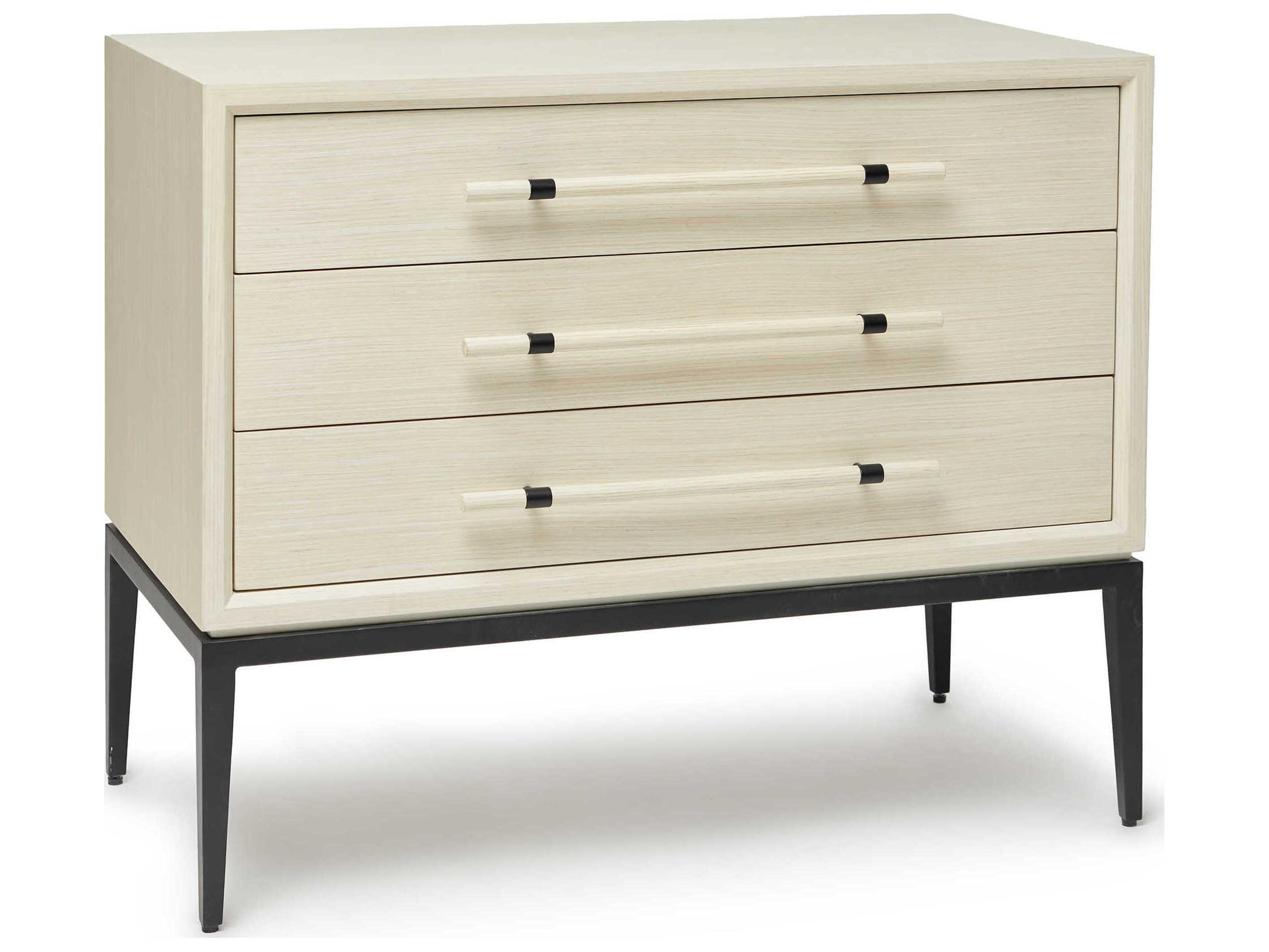 Interlude Home Burton 3-Drawers Beige Ash Wood Nightstand