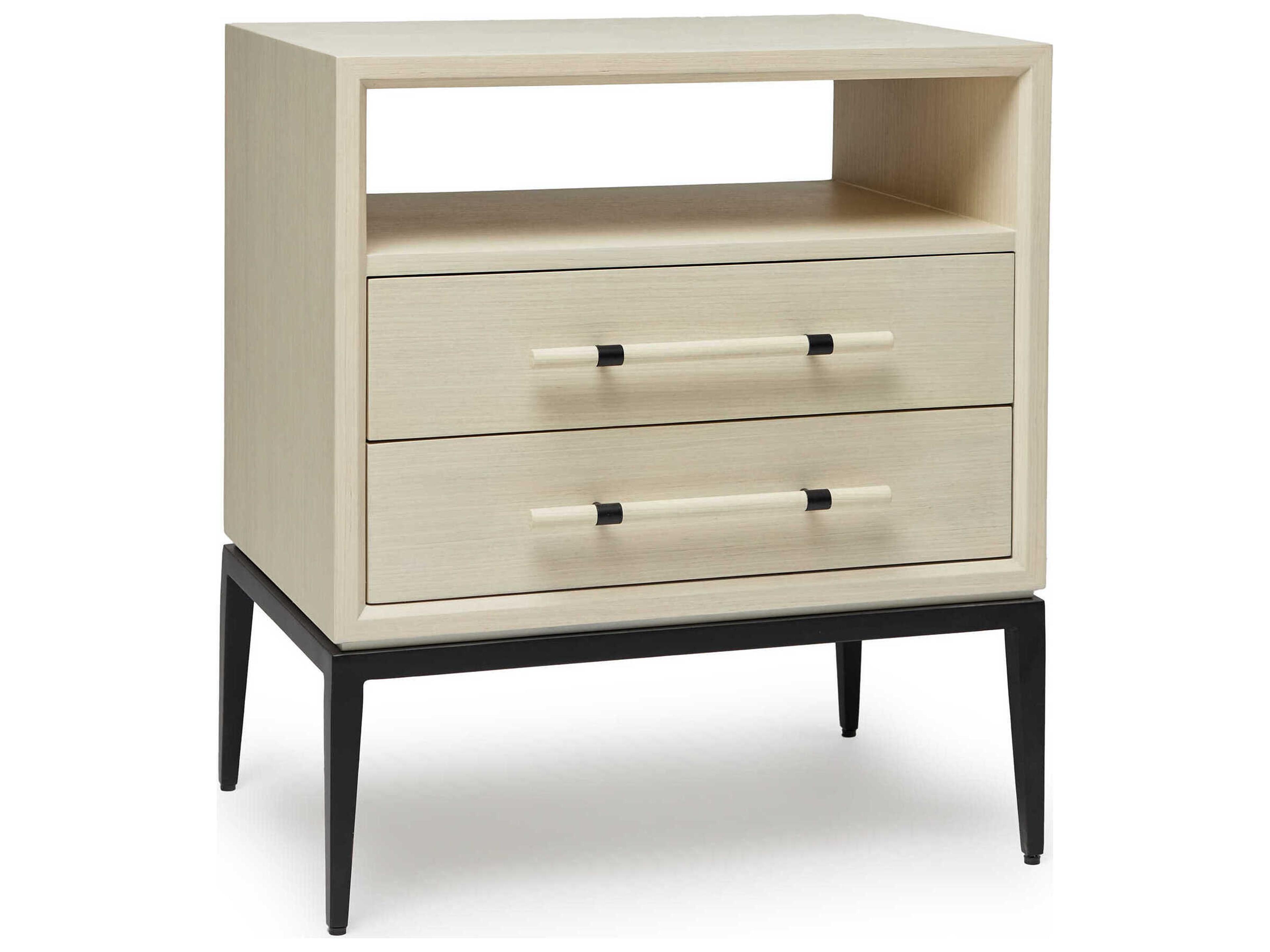 Interlude Home Burton 2-Drawers Beige Ash Wood Nightstand