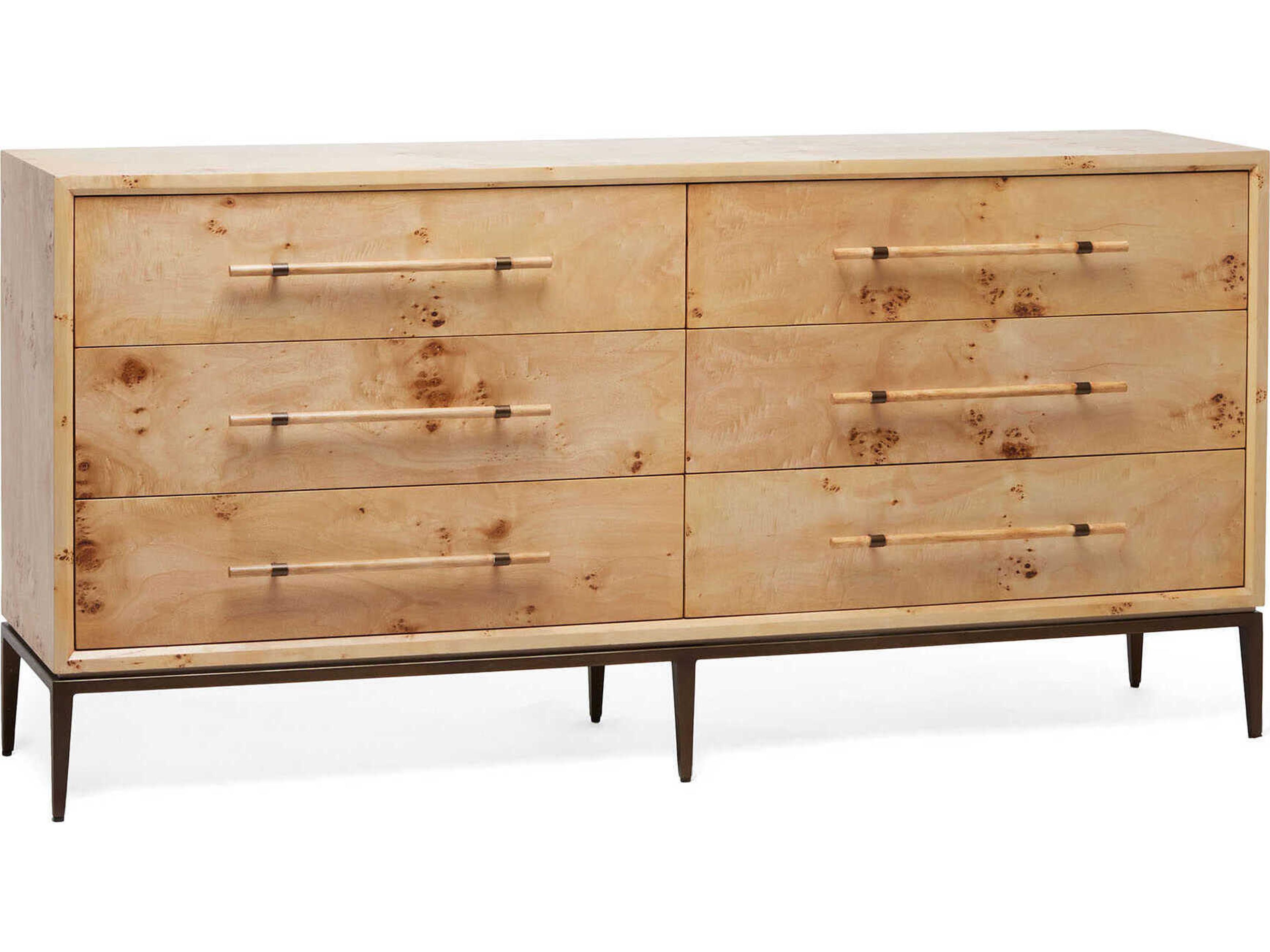 Interlude Home Burton 6-Drawers Brown Ash Wood Double Dresser