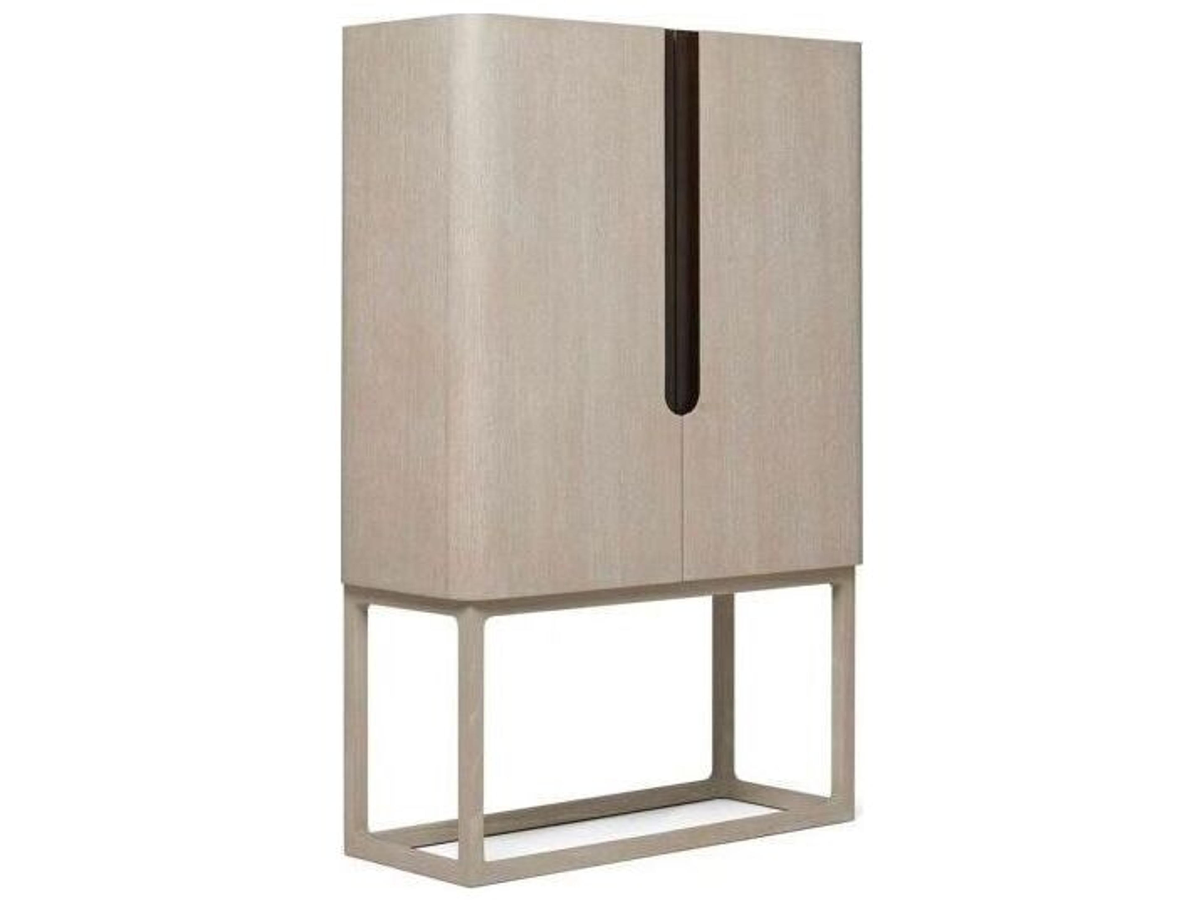 Interlude Home Dixon Natural Oak Wood Cliffside Classic Bronze Bar Cabinet