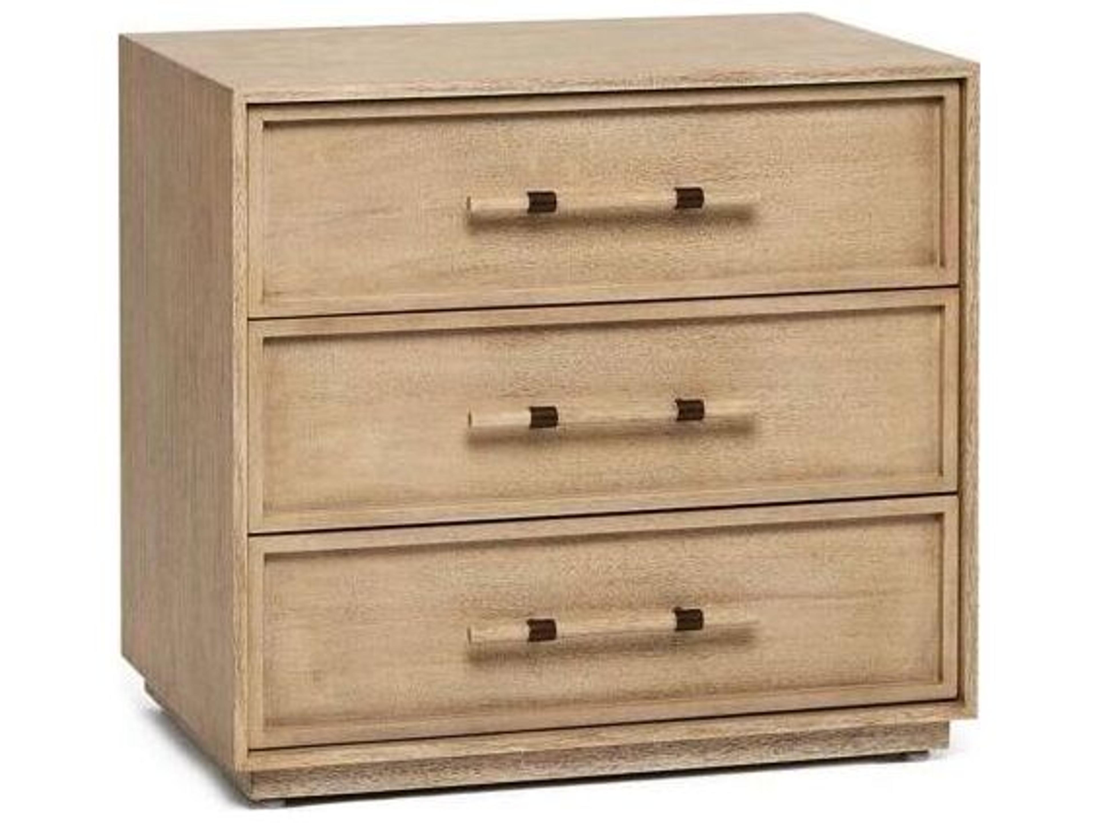 Interlude Home Clement 3-Drawers Natural Mahogany Wood Nightstand