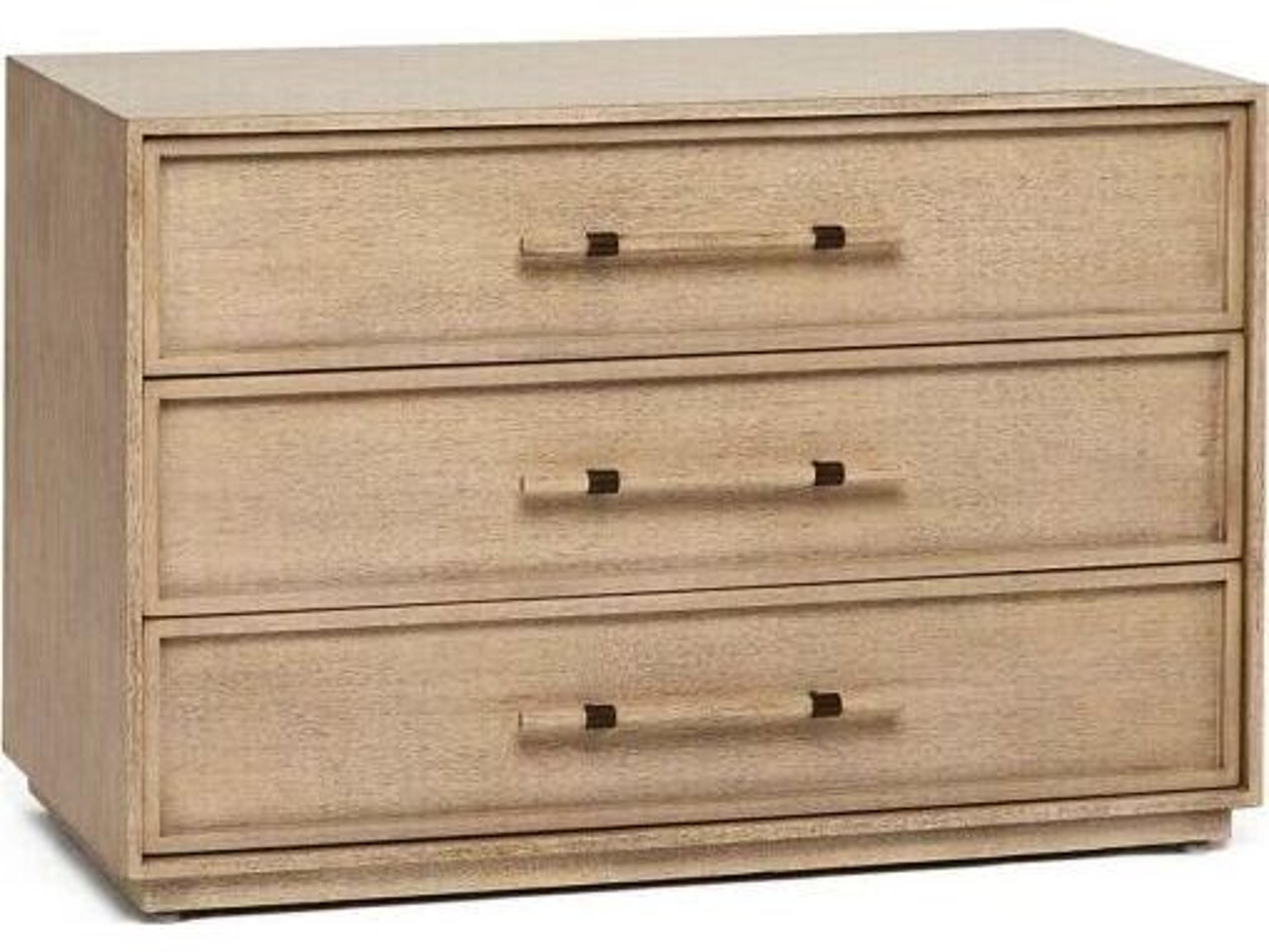 Interlude Home Clement 3-Drawers Beige Mahogany Wood Nightstand