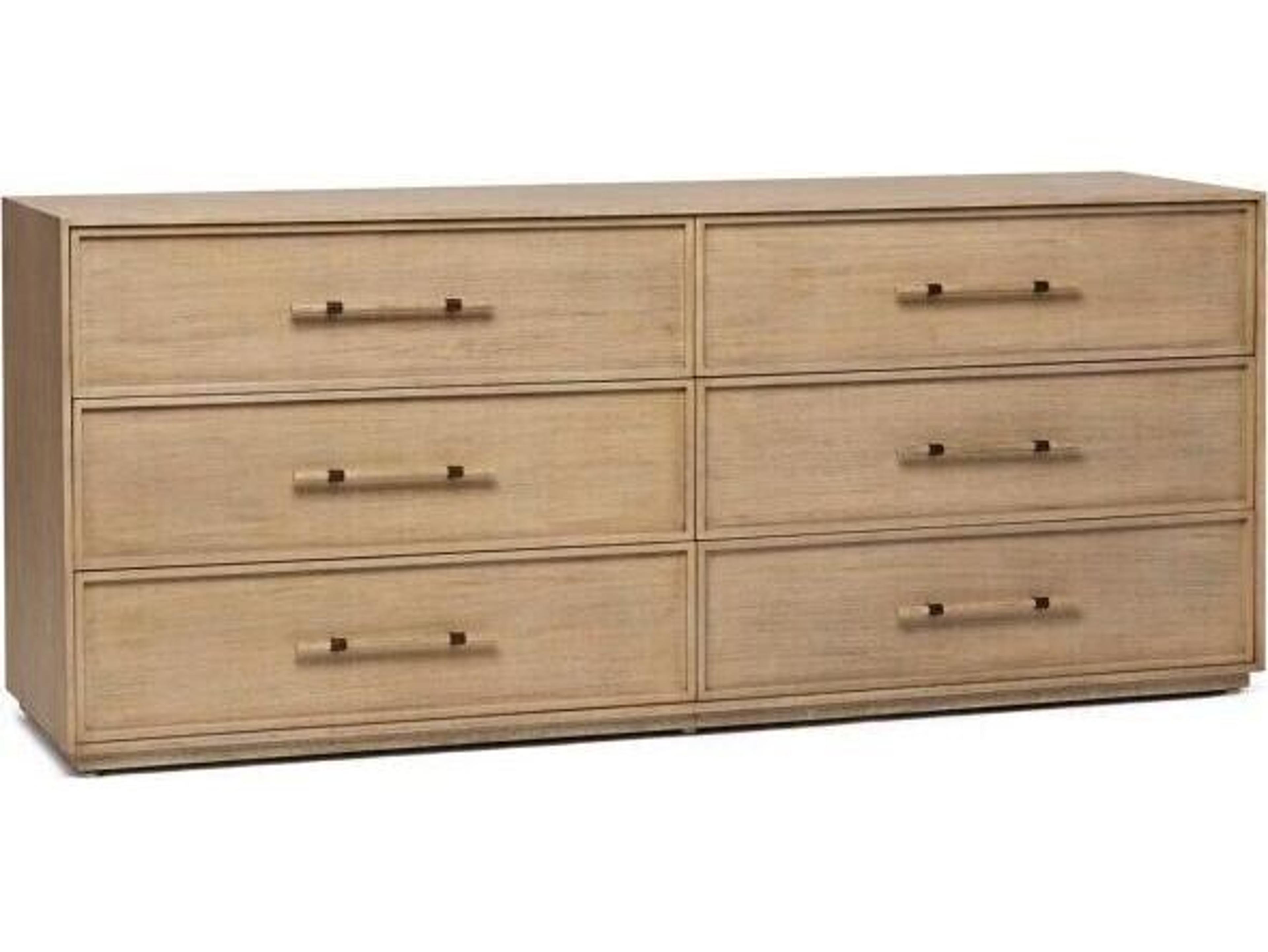 Interlude Home Clement 6-Drawers Natural Mahogany Wood Double Dresser