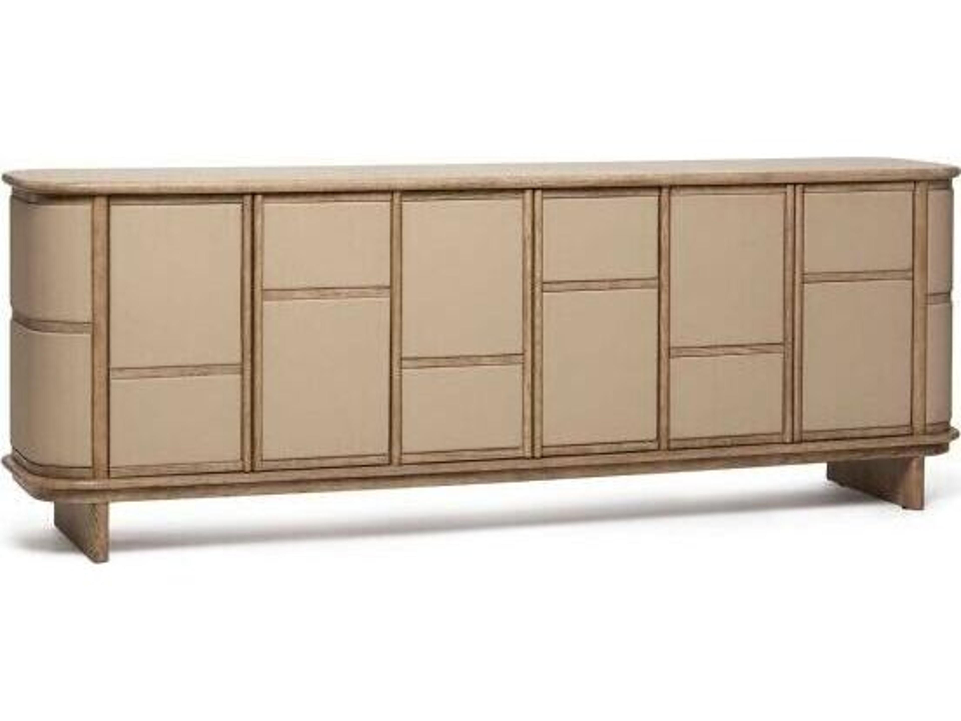 Interlude Home Guilford 84" Washed Taupe Cream Latte Media Console
