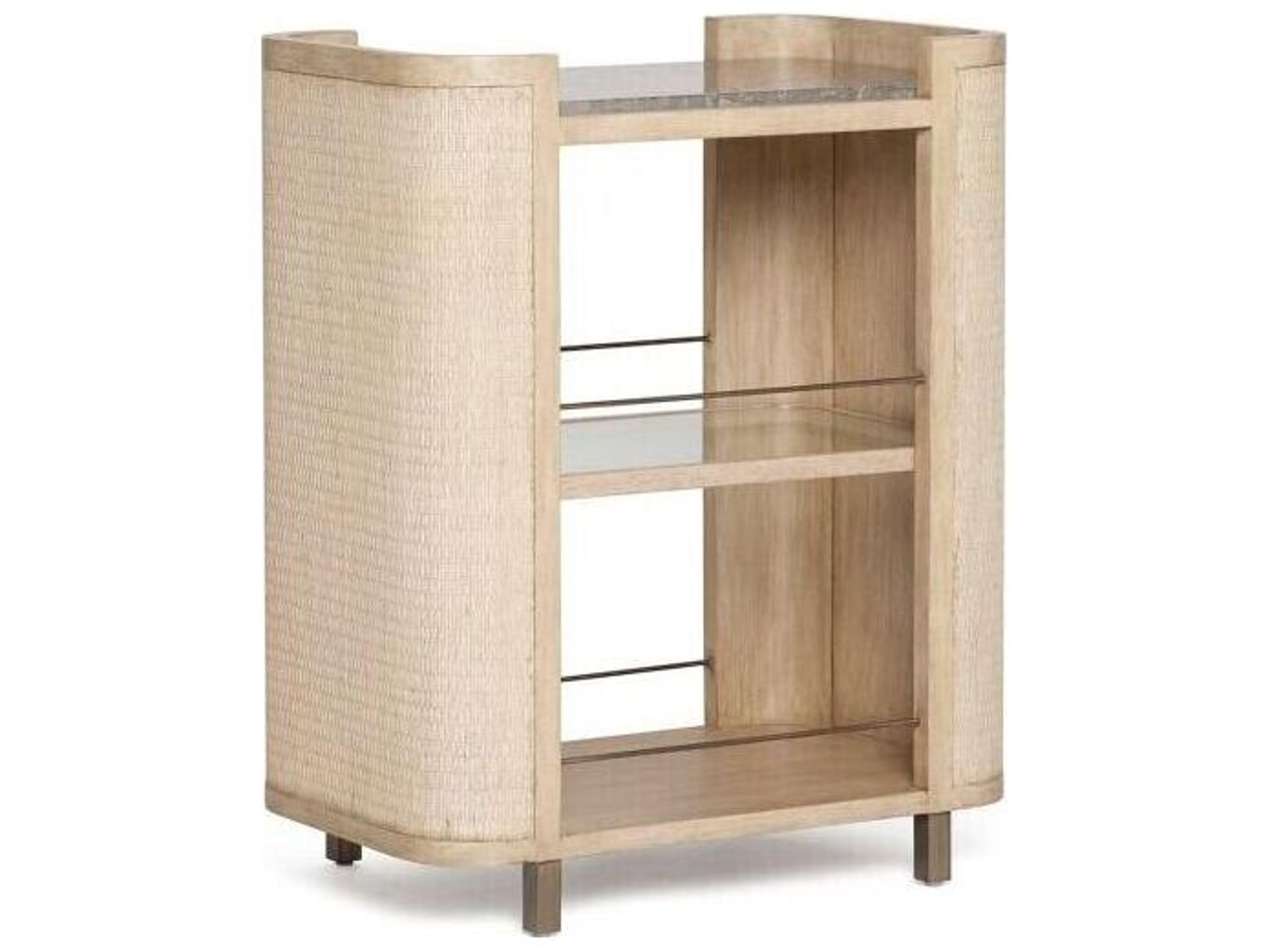 Interlude Home Harperly Marble Natural Washed Taupe Fossil Satin Aged Bronze Bar Cart