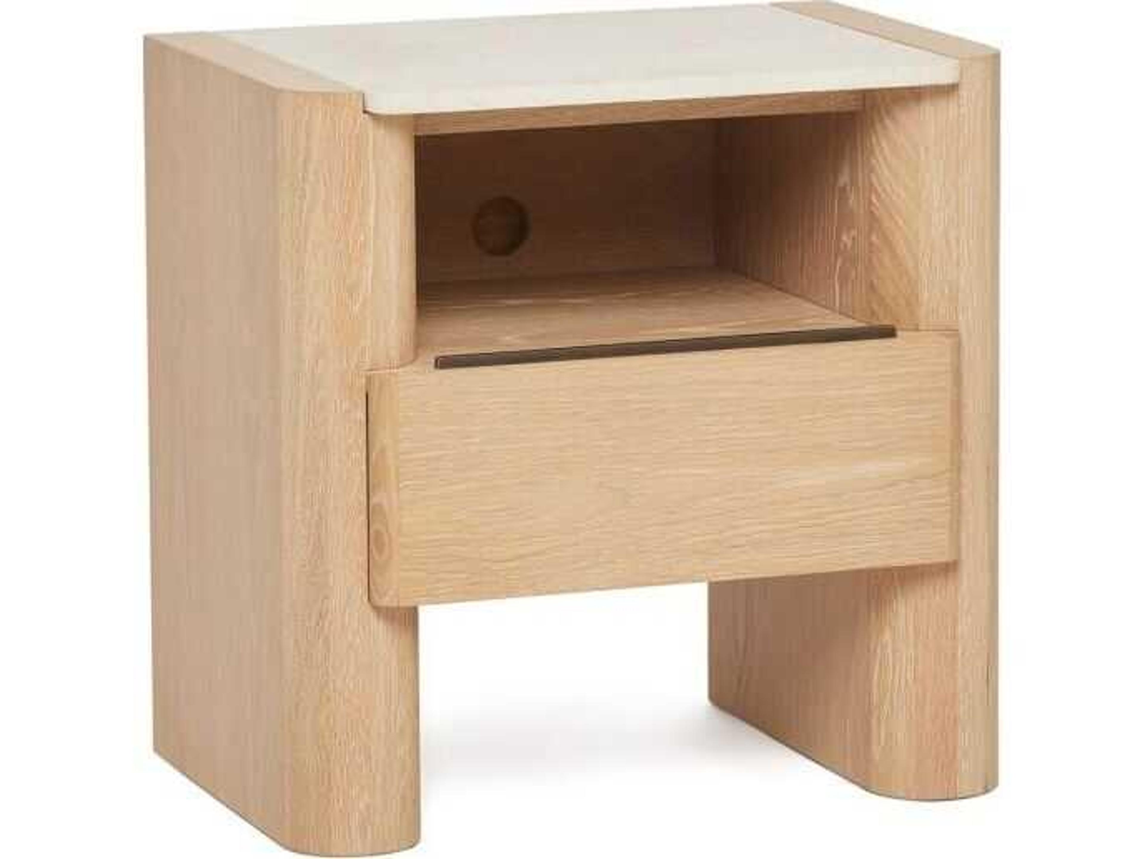 Interlude Home Arden 1-Drawer Natural Oak Wood Nightstand