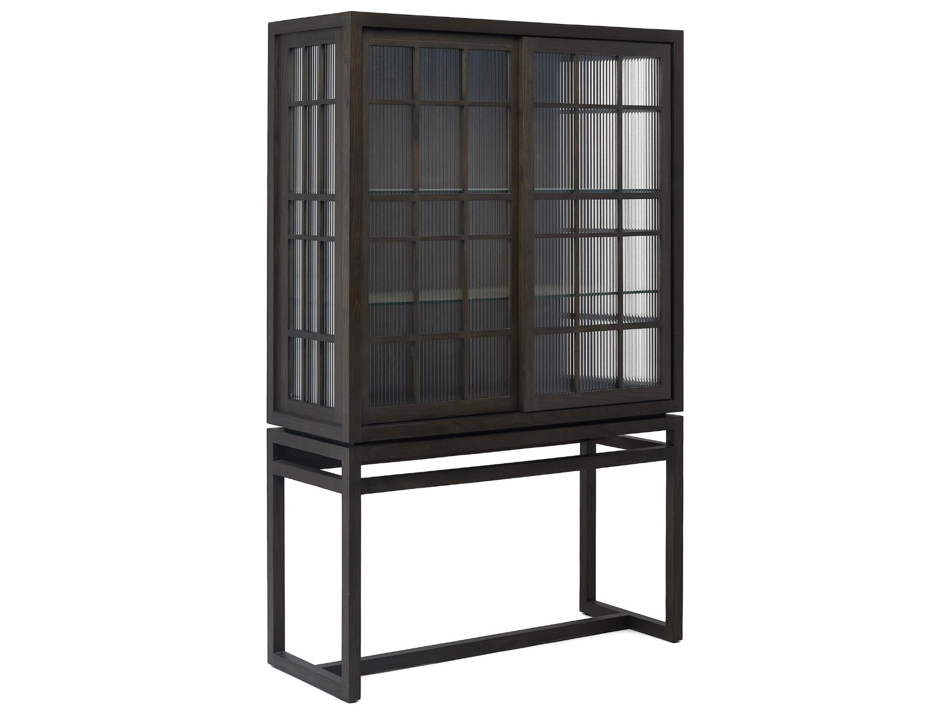 Interlude Home Hadley Oak Wood Cinder Display Cabinet