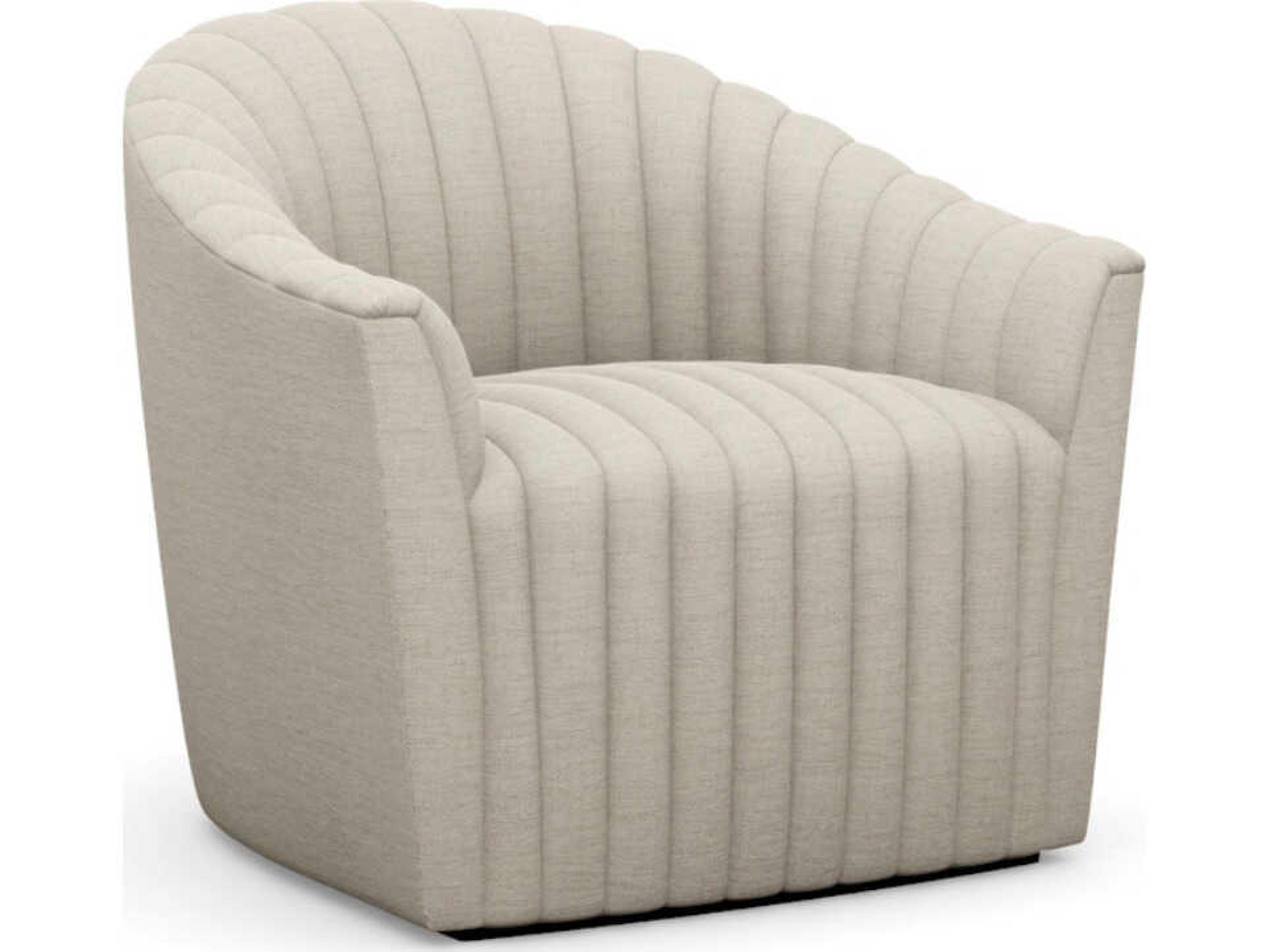 Interlude Home Channel Swivel Beige Accent Chair