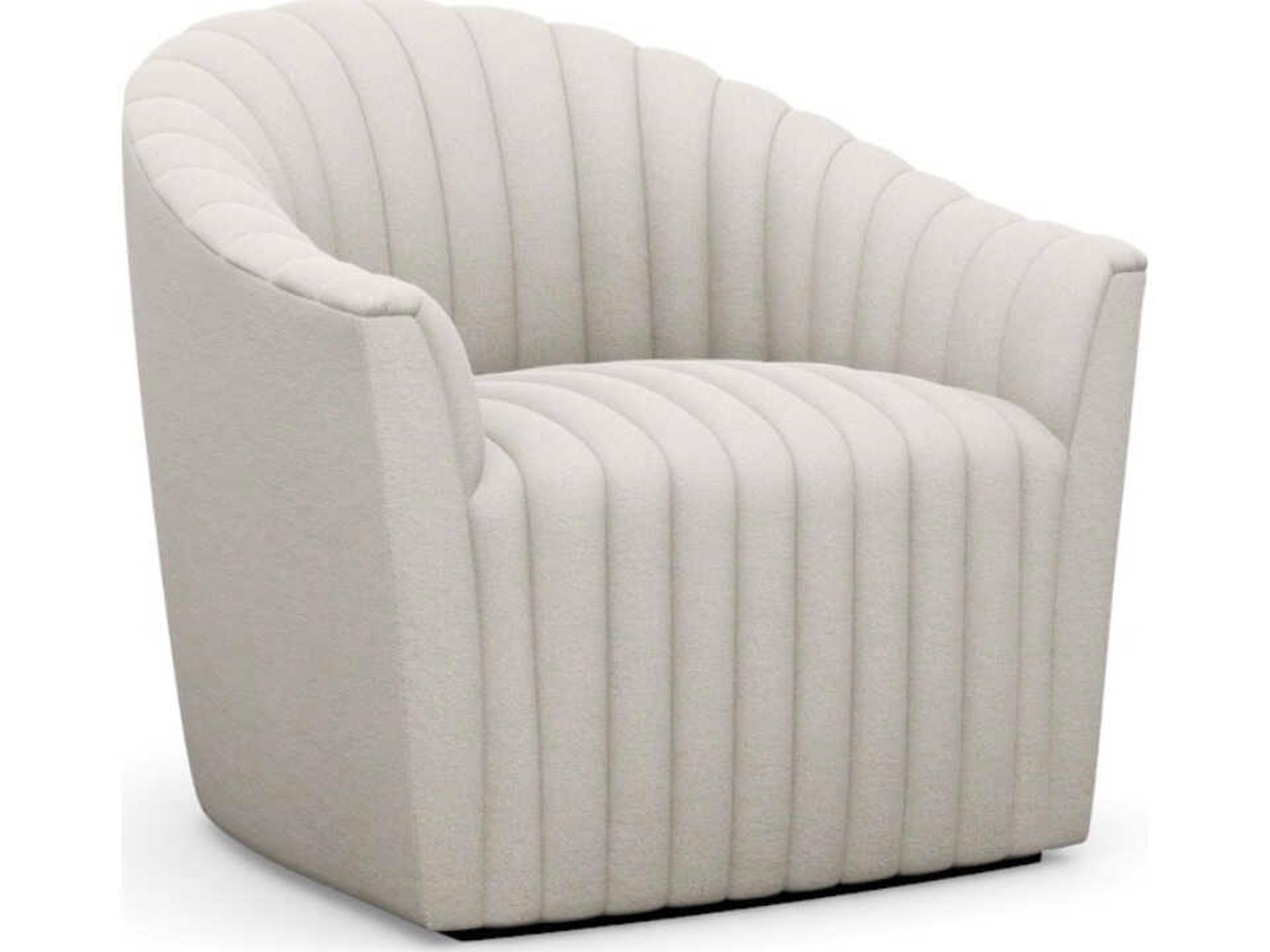 Interlude Home Channel Swivel Cream Accent Chair