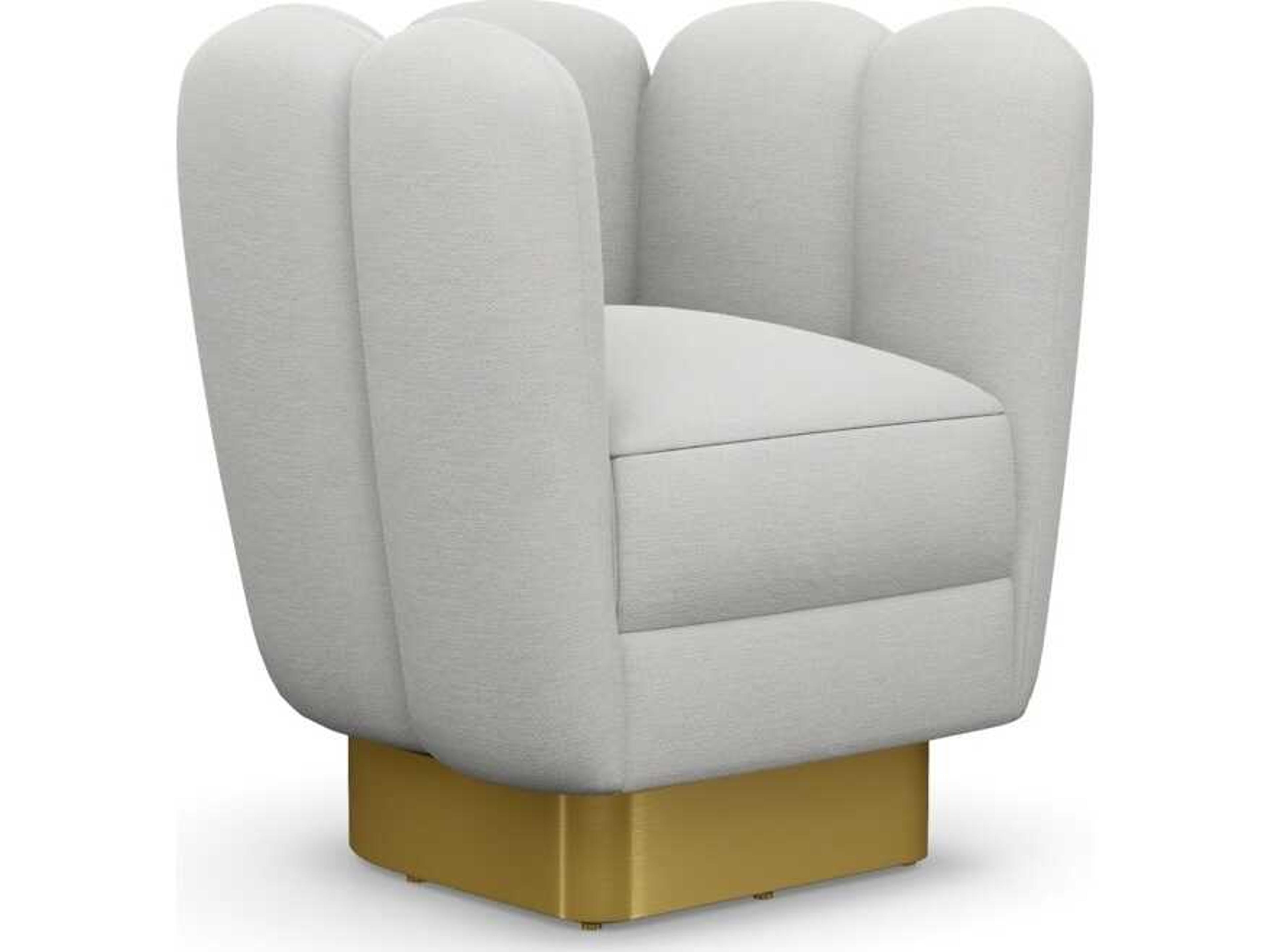 Interlude Home Gallery Swivel White Accent Chair