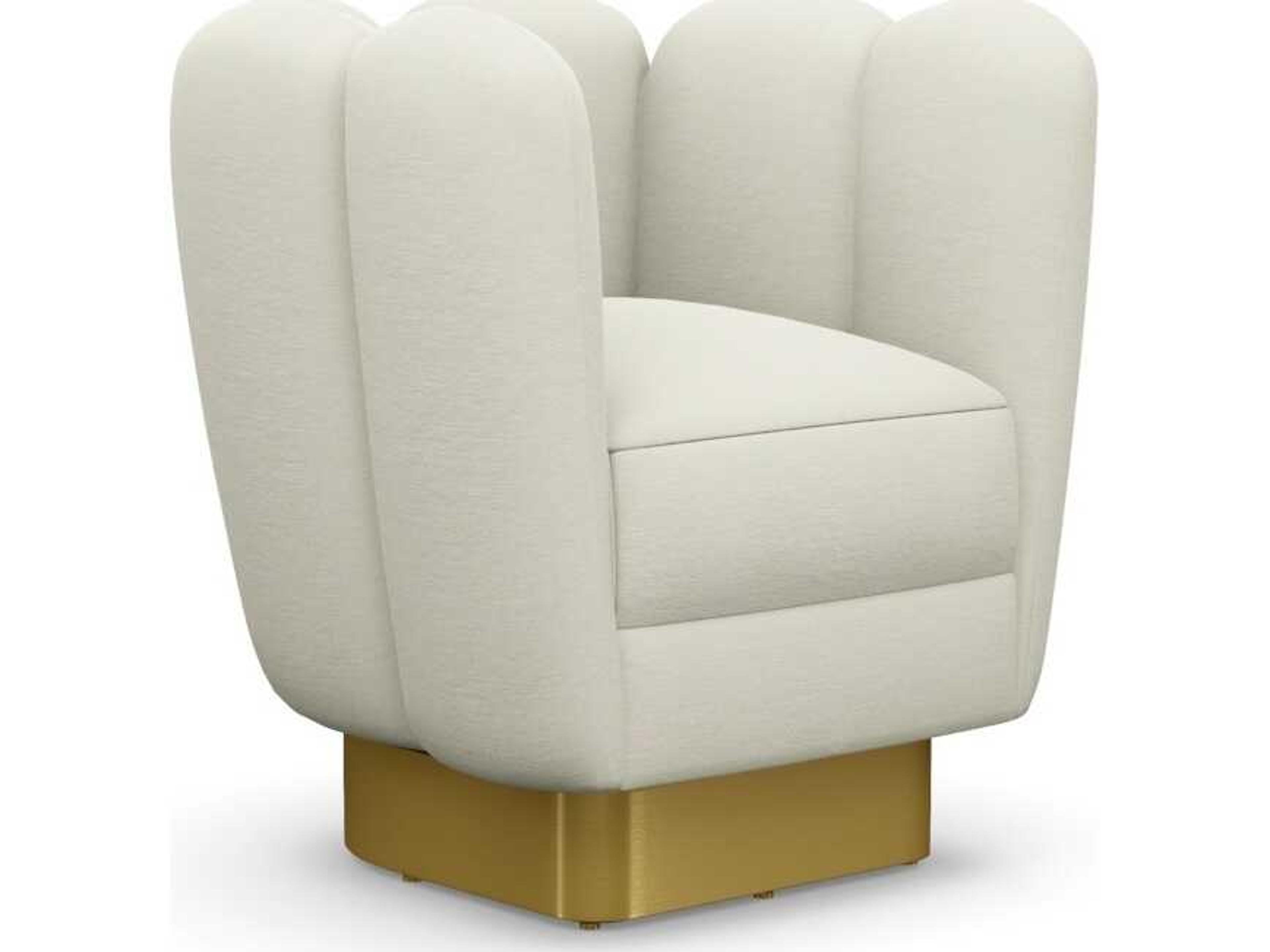 Interlude Home Gallery Swivel White Accent Chair