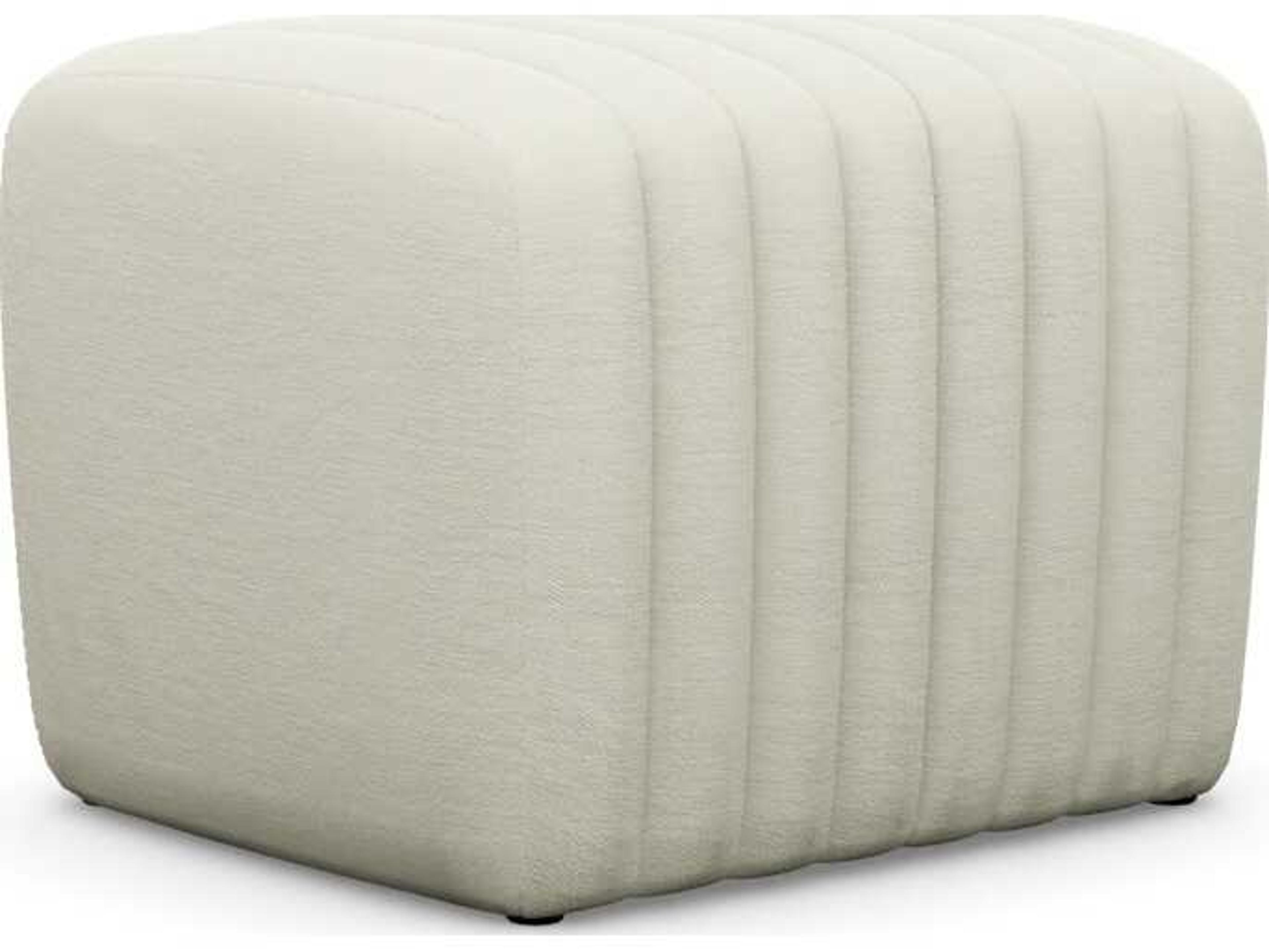Interlude Home Channel Pure Cream Upholstered Ottoman