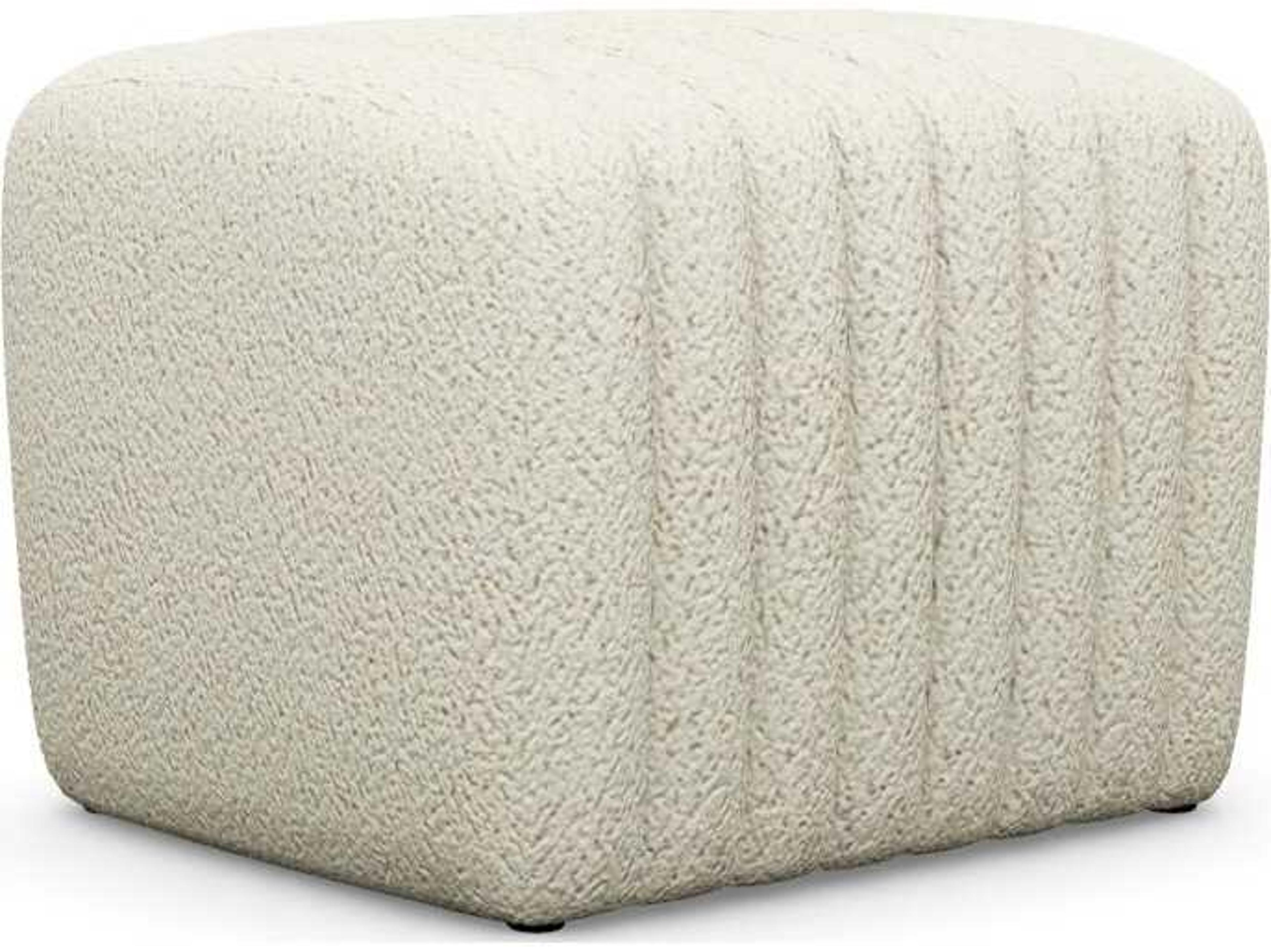 Interlude Home Channel Down Cream Upholstered Ottoman