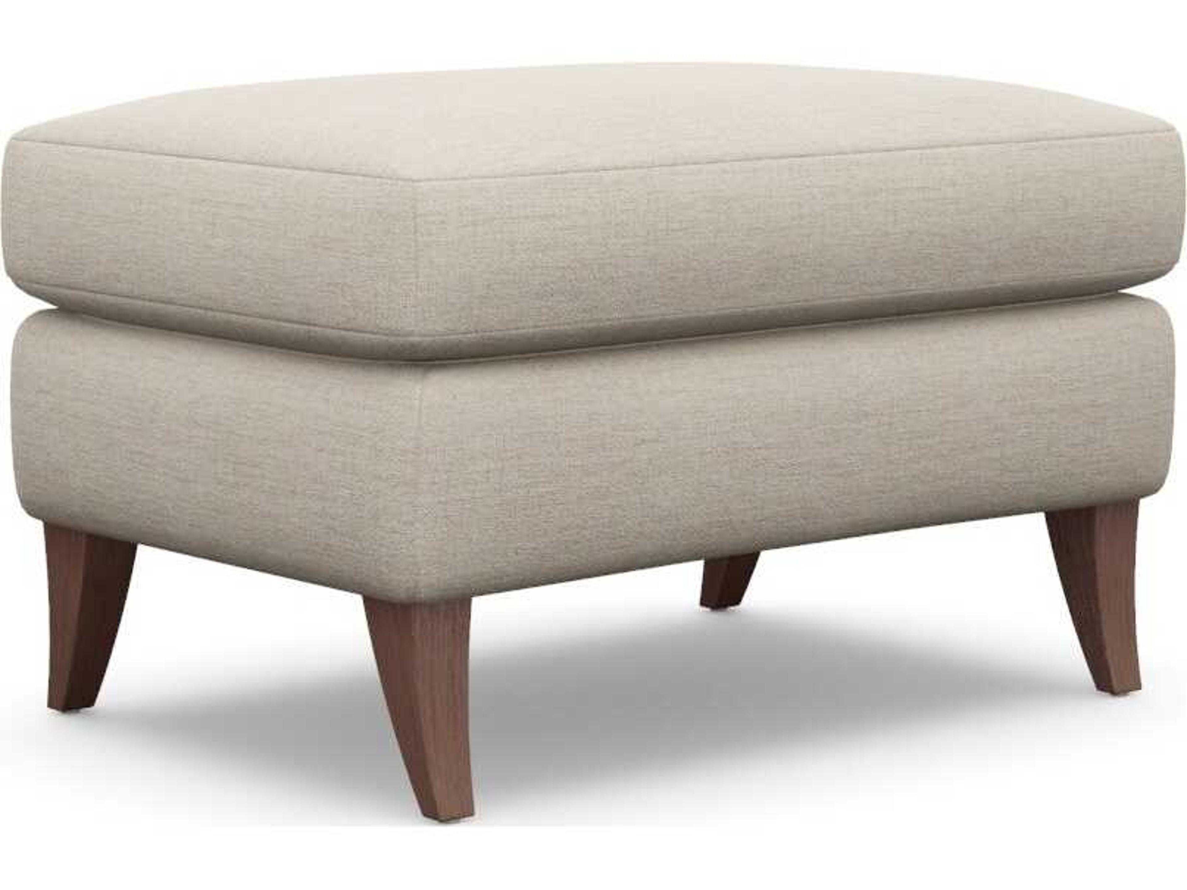 Interlude Home Kelsey Bluff Walnut Beige Upholstered Ottoman