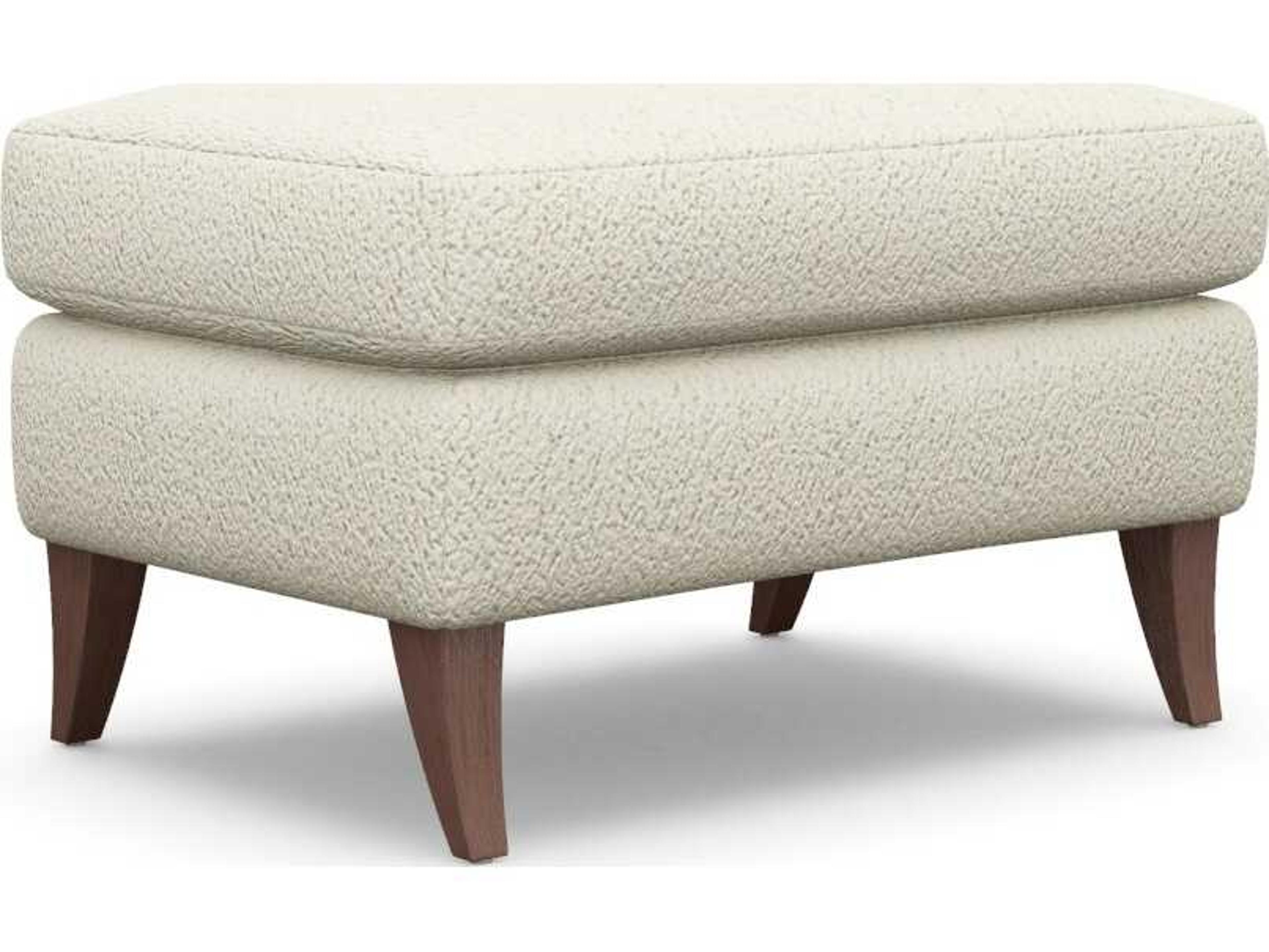 Interlude Home Kelsey Down Walnut Cream Upholstered Ottoman