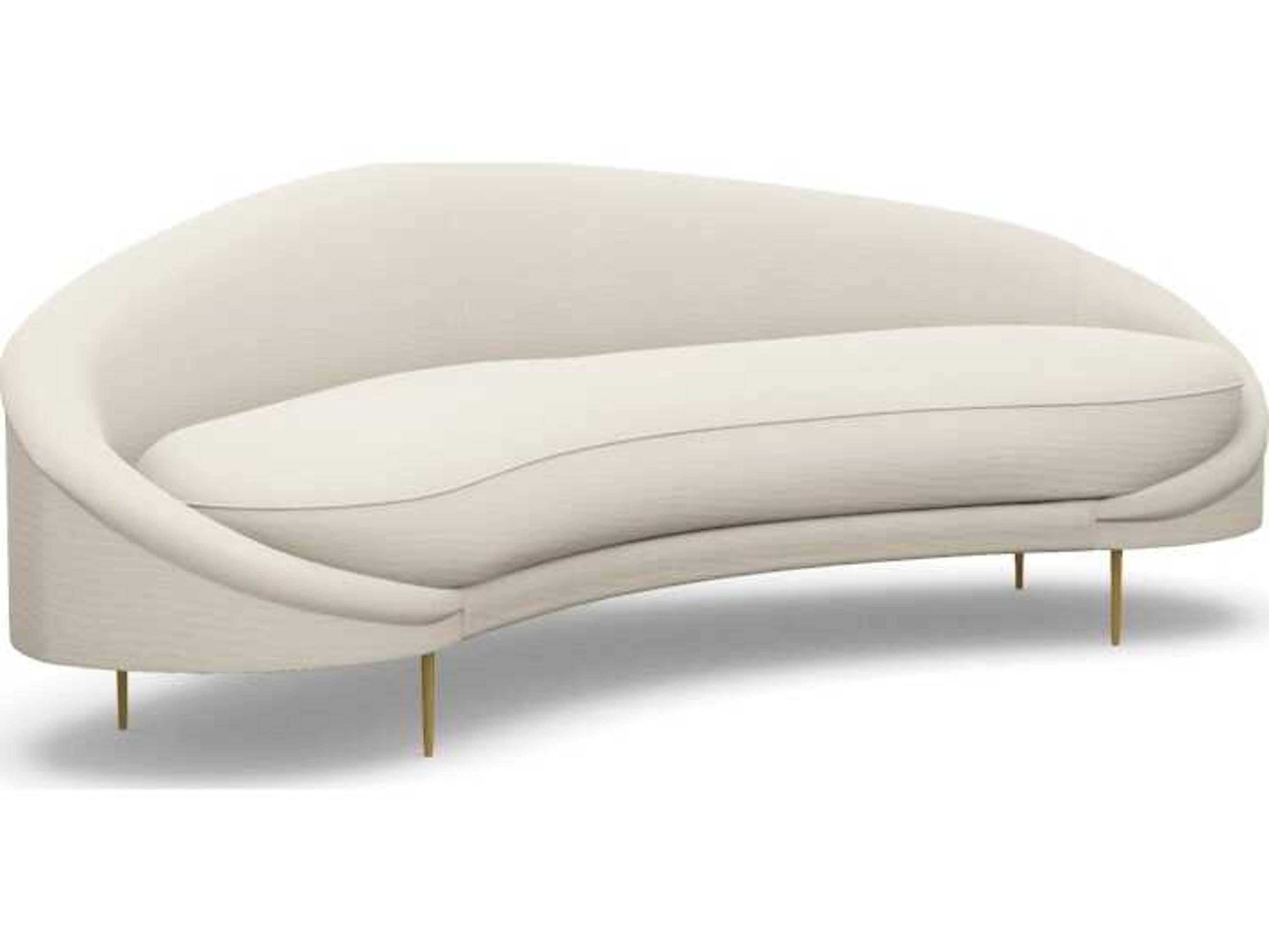 Interlude Home Ava Pearl Polished Brass White Upholstered Sofa