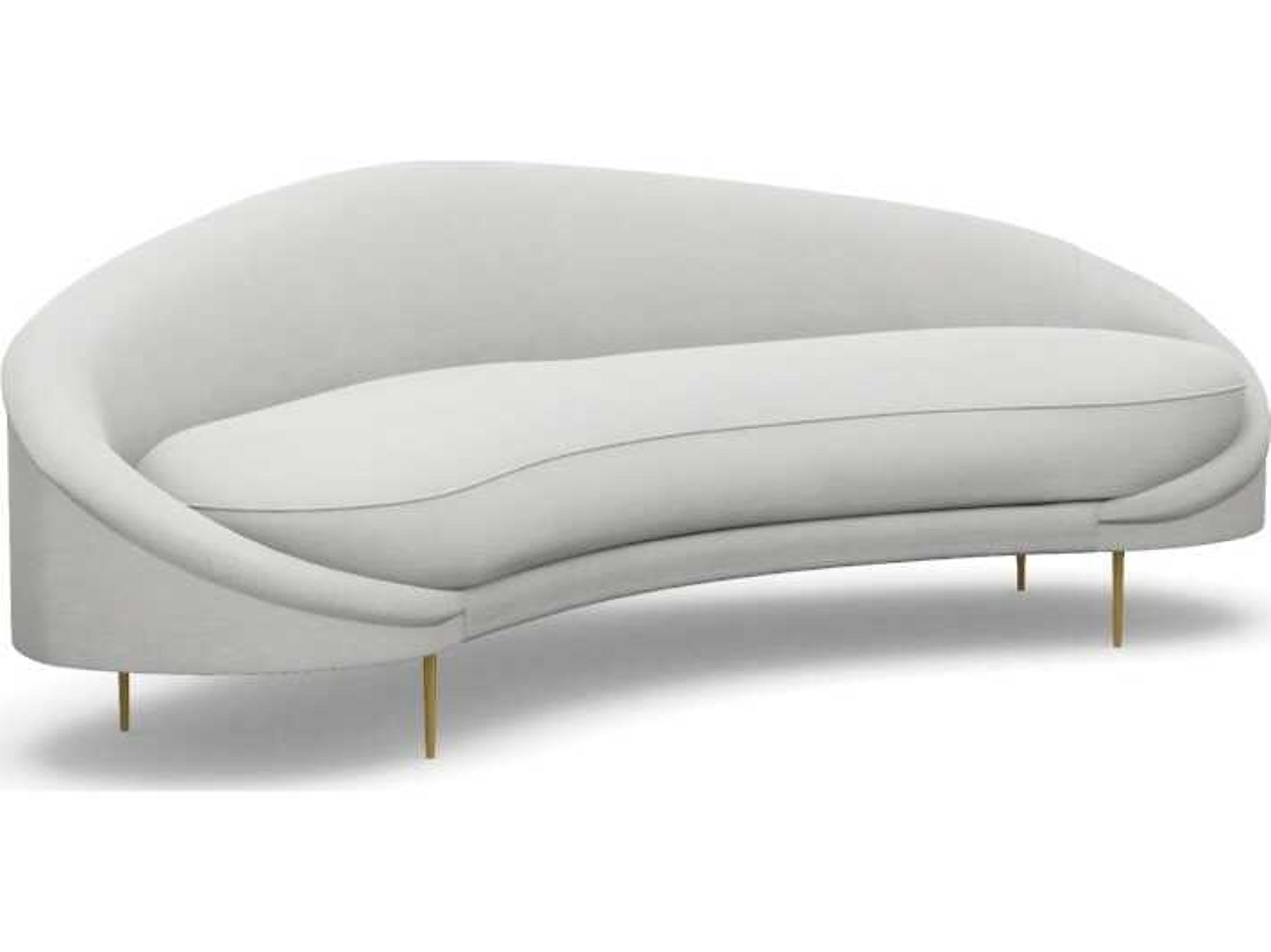 Interlude Home Ava Fresco Polished Brass Beige Faux Leather Sofa